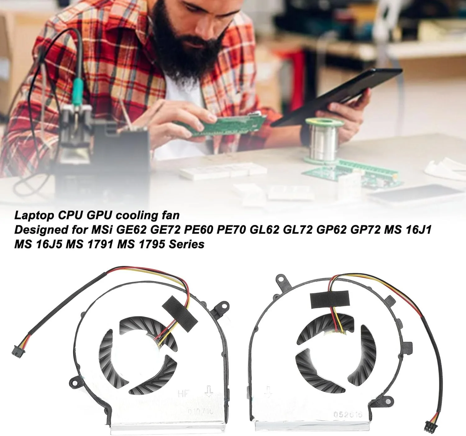 فن خنک کننده پردازنده و کارت گرافیک XUMIUZIY برای GE62 GE72 PE60 PE70 GL62 GL72 GP62 GP72 MS 16J1 MS 16J5 1791 1795، فن خنک کننده 3 پین 3 سیم لپ تاپ، نویز کم و اتلاف حرارت کارآمد