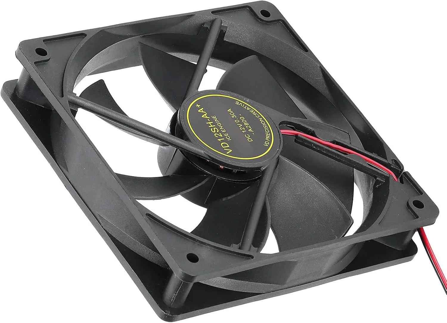 فن خنک کننده، خنک کننده پردازنده 23dB، حجم هوای 45 CFM برای کیس کامپیوتر، 7 پره، رابط سریال 4 پین بزرگ نوع D، DC 12V (فن مشکی دو بلبرینگ)