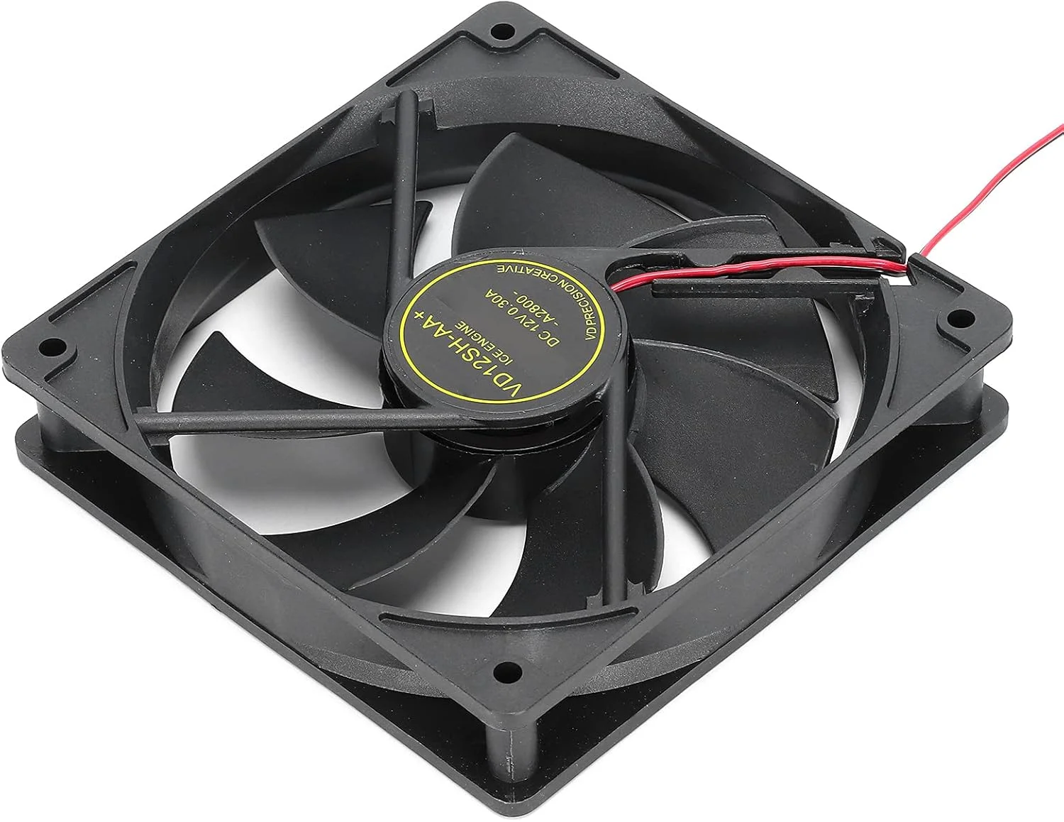 فن خنک کننده، خنک کننده پردازنده 23dB، حجم هوای 45 CFM برای کیس کامپیوتر، 7 پره، رابط سریال 4 پین بزرگ نوع D، DC 12V (فن مشکی دو بلبرینگ)