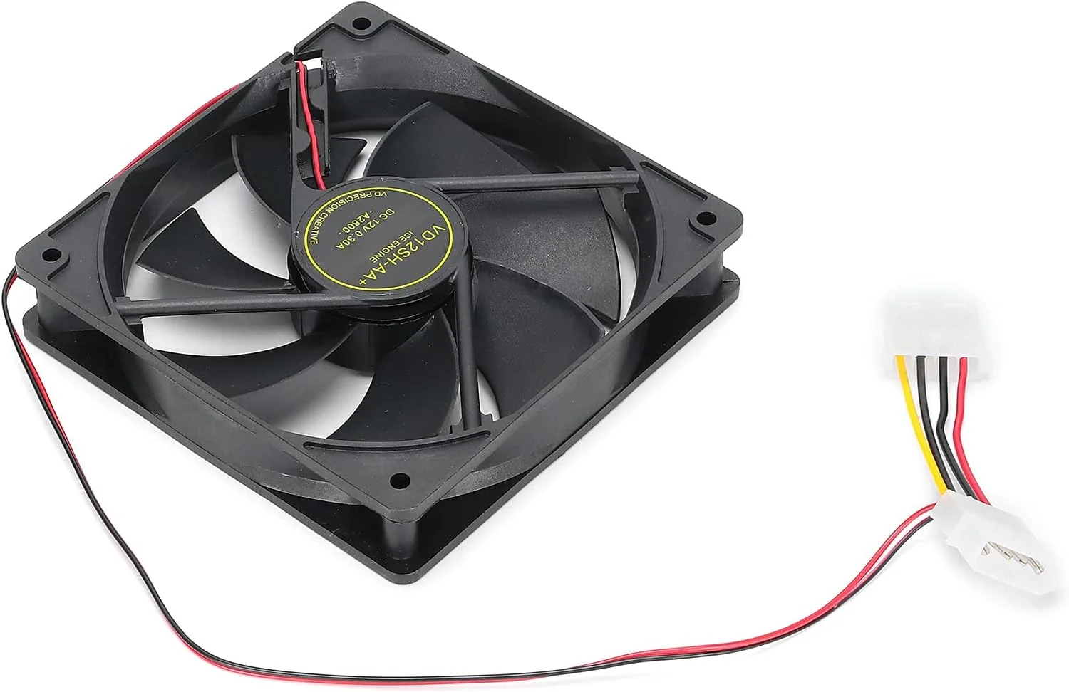 فن خنک کننده، خنک کننده پردازنده 23dB، حجم هوای 45 CFM برای کیس کامپیوتر، 7 پره، رابط سریال 4 پین بزرگ نوع D، DC 12V (فن مشکی دو بلبرینگ)