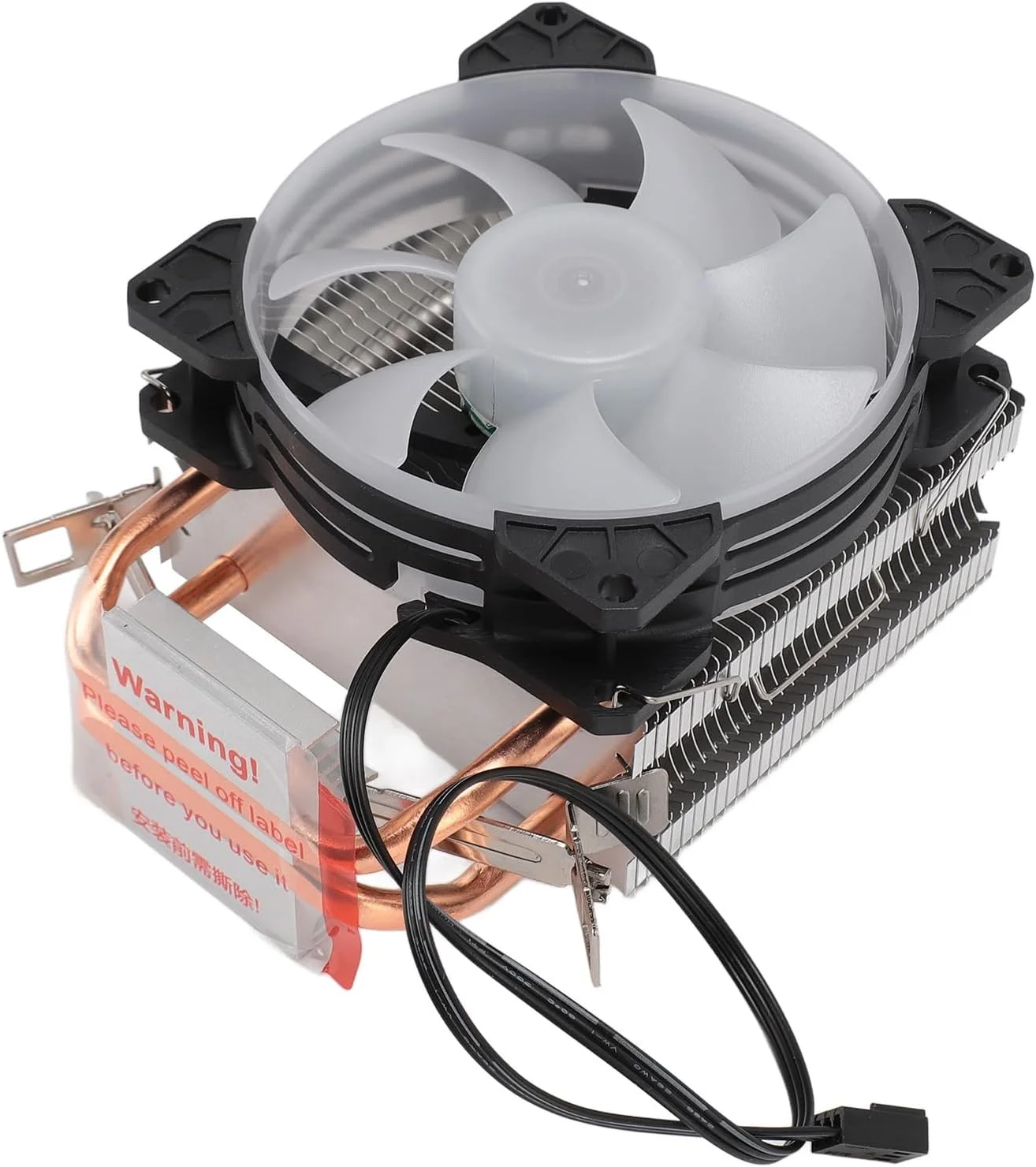 خنک کننده پردازنده XUMIUZIY AM4، خنک کننده بادی پردازنده 90 میلی متری برای LGA115X 1366 775 1200 2011 برای پردازنده های AM4 AM3+ AM3 FM2+ FM1، فن خنک کننده با نورپردازی RGB و سرعت 1800PRM و 2 لوله حرارتی مسی