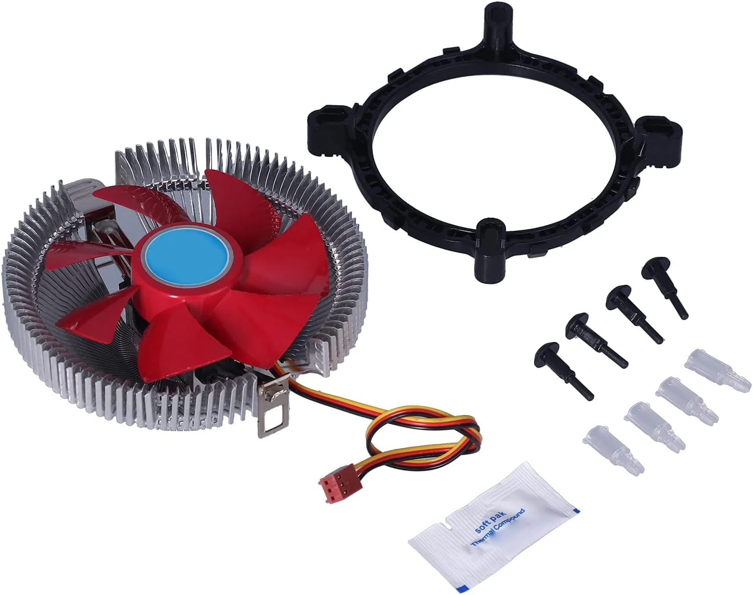 خنک کننده پردازنده XUMIUZIY برای LGA1366/LGA1156/LGA1155/LGA775، خنک کننده پردازنده 3 پین 2100 دور در دقیقه برای FM1/AM3+/AM3/AM2+/AM2، ABS+آلومینیوم 12VDC