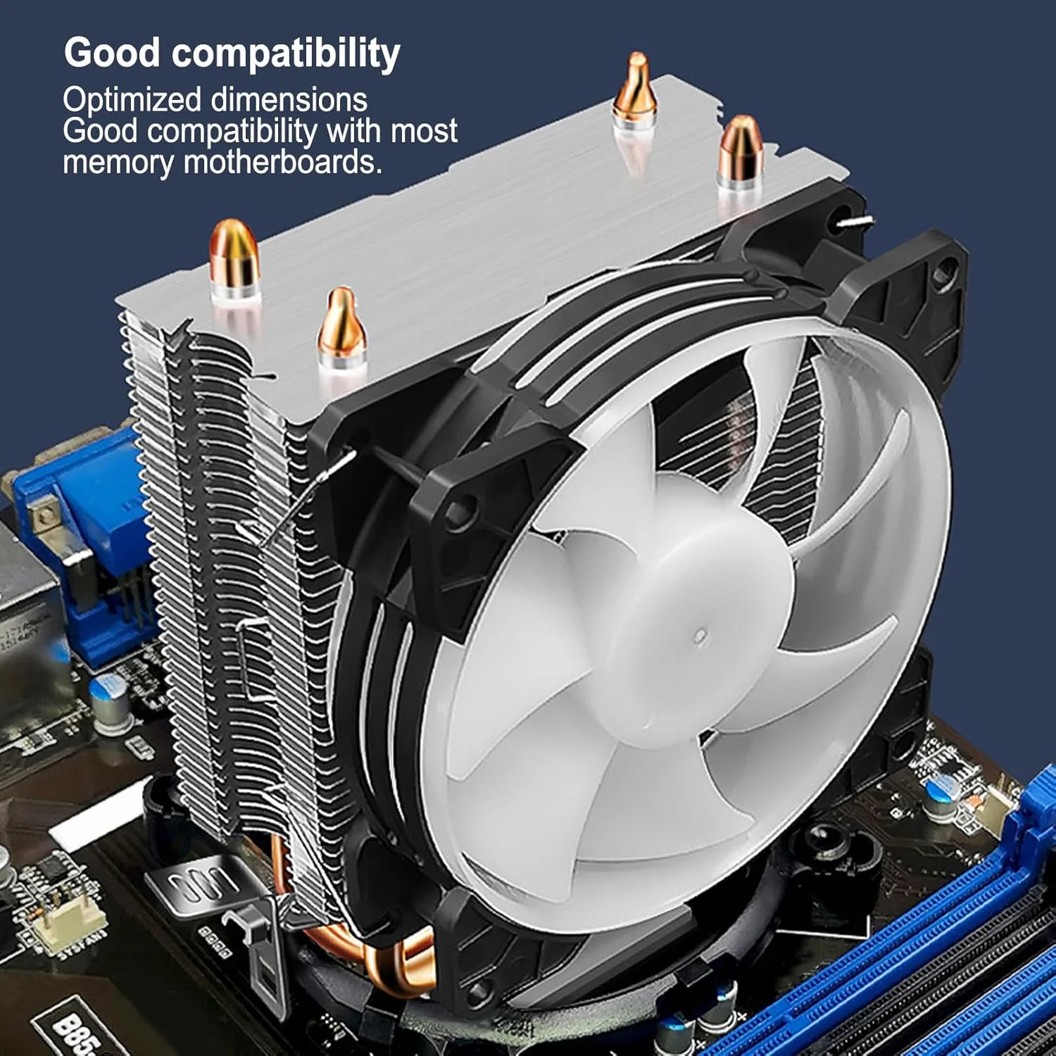 خنک کننده پردازنده XUMIUZIY AM4، خنک کننده بادی پردازنده 90 میلی متری برای LGA115X 1366 775 1200 2011 برای پردازنده های AM4 AM3+ AM3 FM2+ FM1، فن خنک کننده با نورپردازی RGB و سرعت 1800PRM و 2 لوله حرارتی مسی خنک کننده پردازنده XUMIUZIY AM4، خنک کننده بادی پردازنده 90 میلی متری برای LGA115X 1366 775 1200 2011 برای پردازنده های AM4 AM3+ AM3 FM2+ FM1، فن خنک کننده با نورپردازی RGB و سرعت 1800PRM و 2 لوله حرارتی مسی