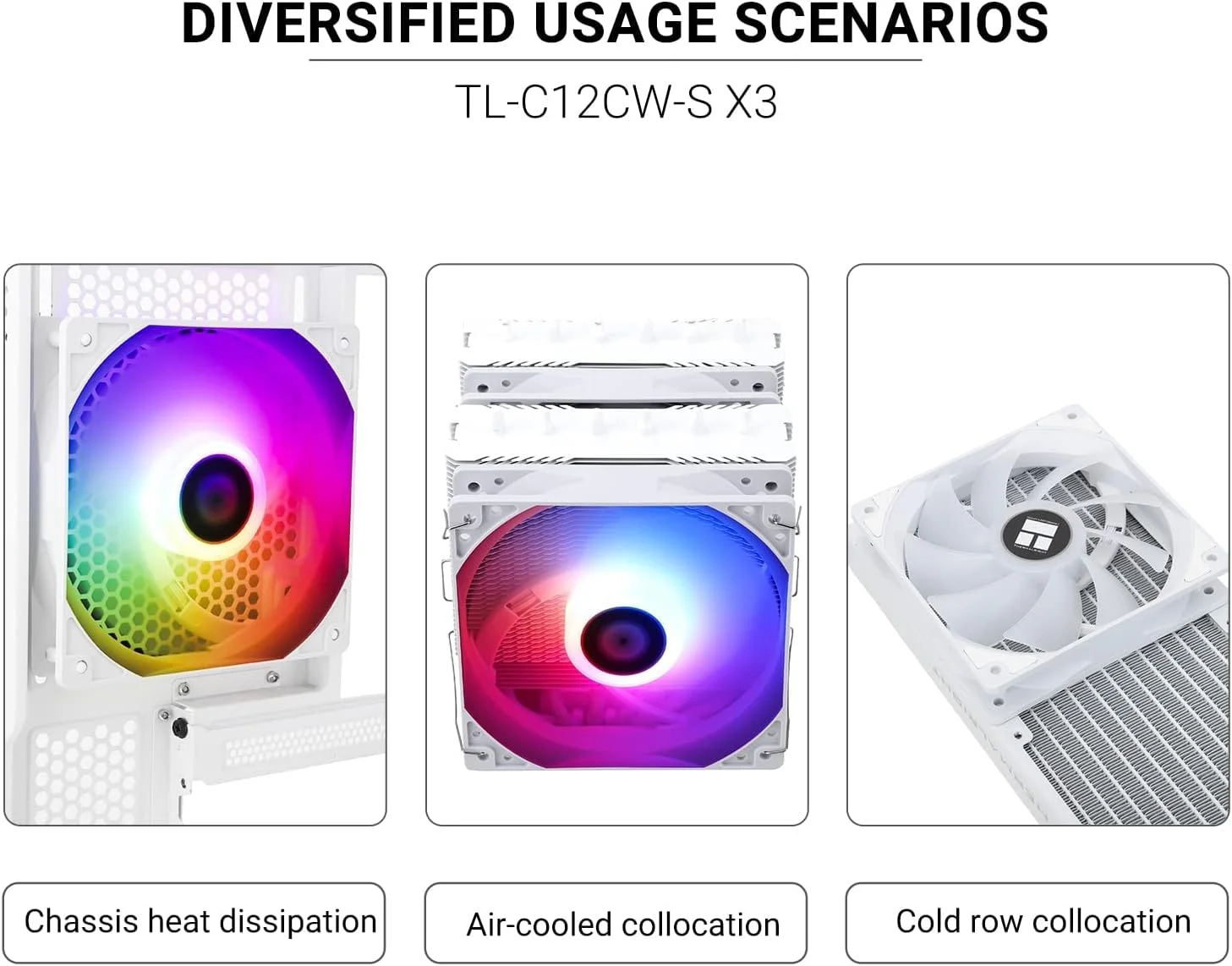 فن CPU ARGB سفید برای کیس کامپیوتر یا CPU، فن خنک کننده بی صدای 120 میلی متری 4 پین PWM با بلبرینگ S-FDB، تا 1500 دور در دقیقه برای کیس و خنک کننده CPU (3 عدد)