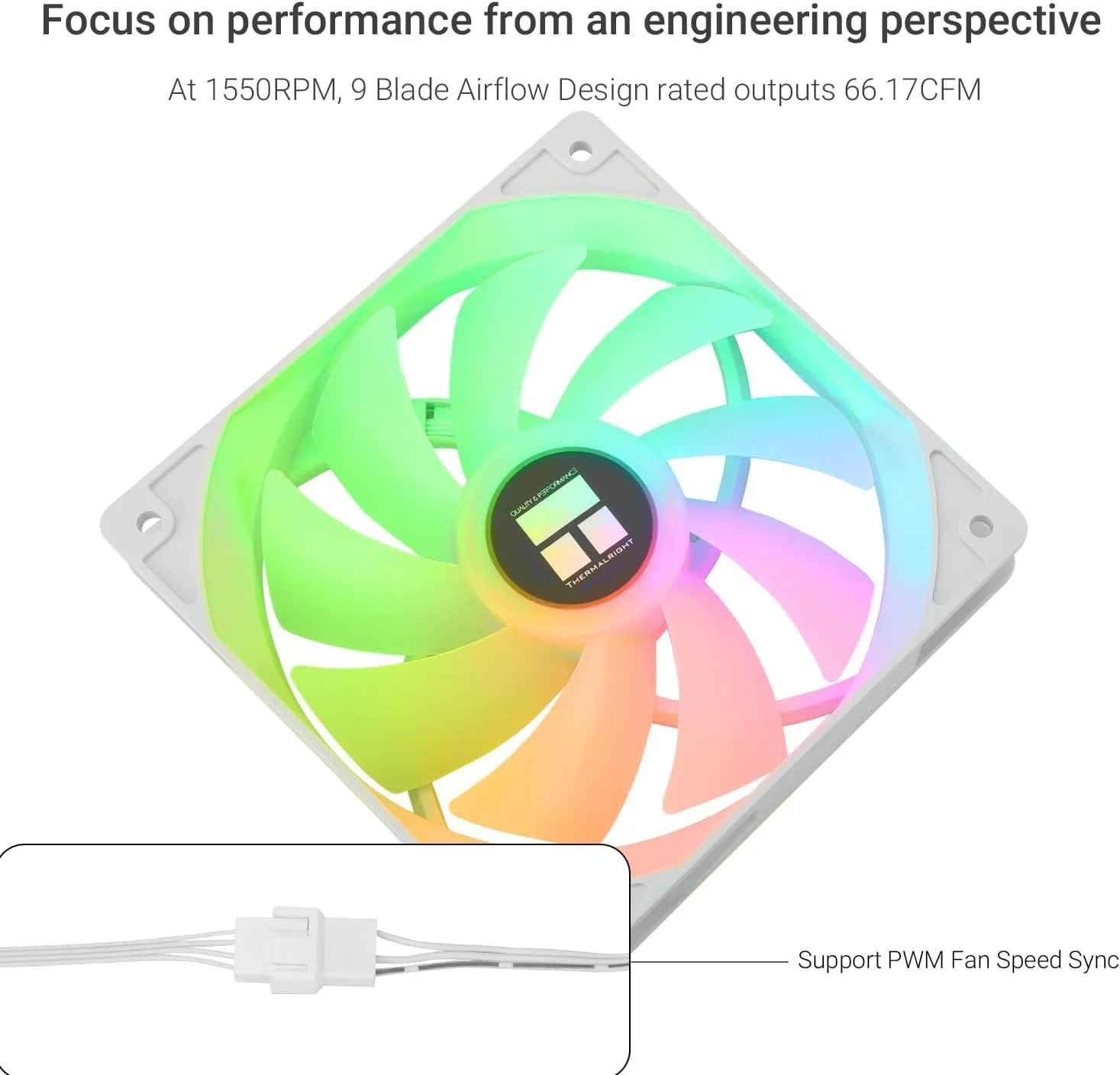 فن CPU ARGB سفید برای کیس کامپیوتر یا CPU، فن خنک کننده بی صدای 120 میلی متری 4 پین PWM با بلبرینگ S-FDB، تا 1500 دور در دقیقه برای کیس و خنک کننده CPU (3 عدد)