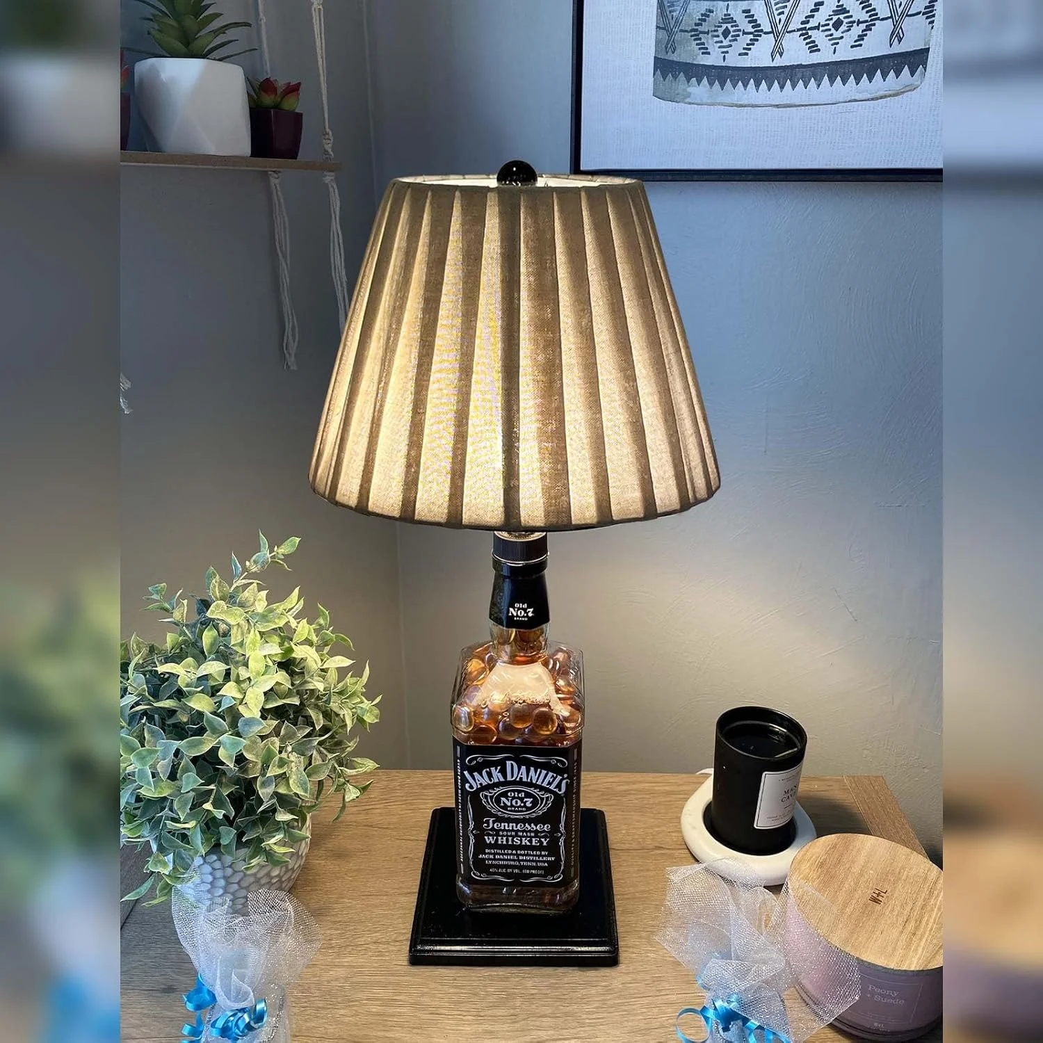 کلاهک آباژور کوچک TOOTO STAR، پلیسه دار قهوه ای 15x25x19 سانتی متر، مناسب برای آباژورهای رومیزی، ایستاده و آویز (اتصال عنکبوتی)، دست ساز از جنس کتان