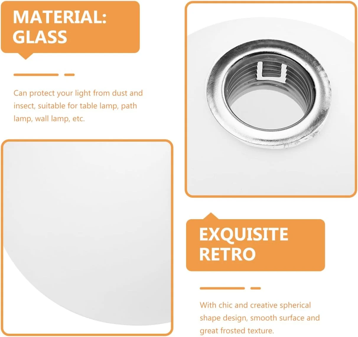 حباب لامپ توپی TEHAUX - روکش لامپ مات سفید برای اتاق نشیمن - روکش کروی جایگزین شیشه ای برای لامپ آویز
