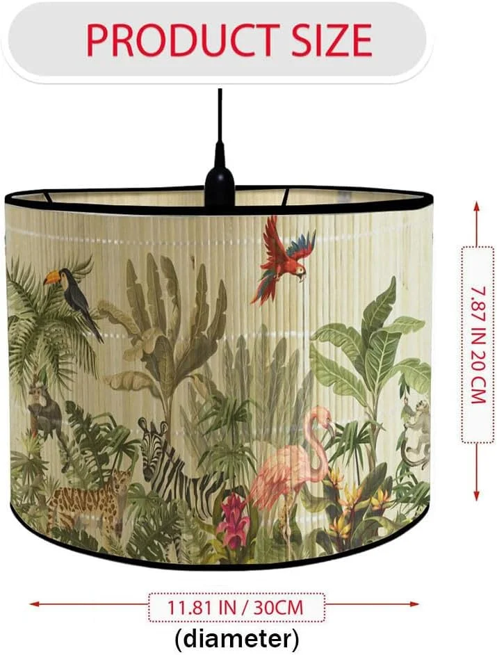 آباژور پارچه ای طرح استوانه ای FANSU، روکش چراغ барабанный با طرح حیوانات، مناسب چراغ های ایستاده، رومیزی و کنار تختی برای منزل و هتل (باغ وحش)