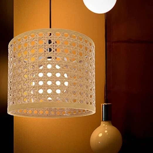 آباژور حصیری آویز Cabilock، روکش چراغ برای چراغ رومیزی و چراغ ایستاده، روکش بافتنی ظریف حصیری، دکوراسیون منزل به سبک سبد حصیری / 16 * 12 سانتی متر