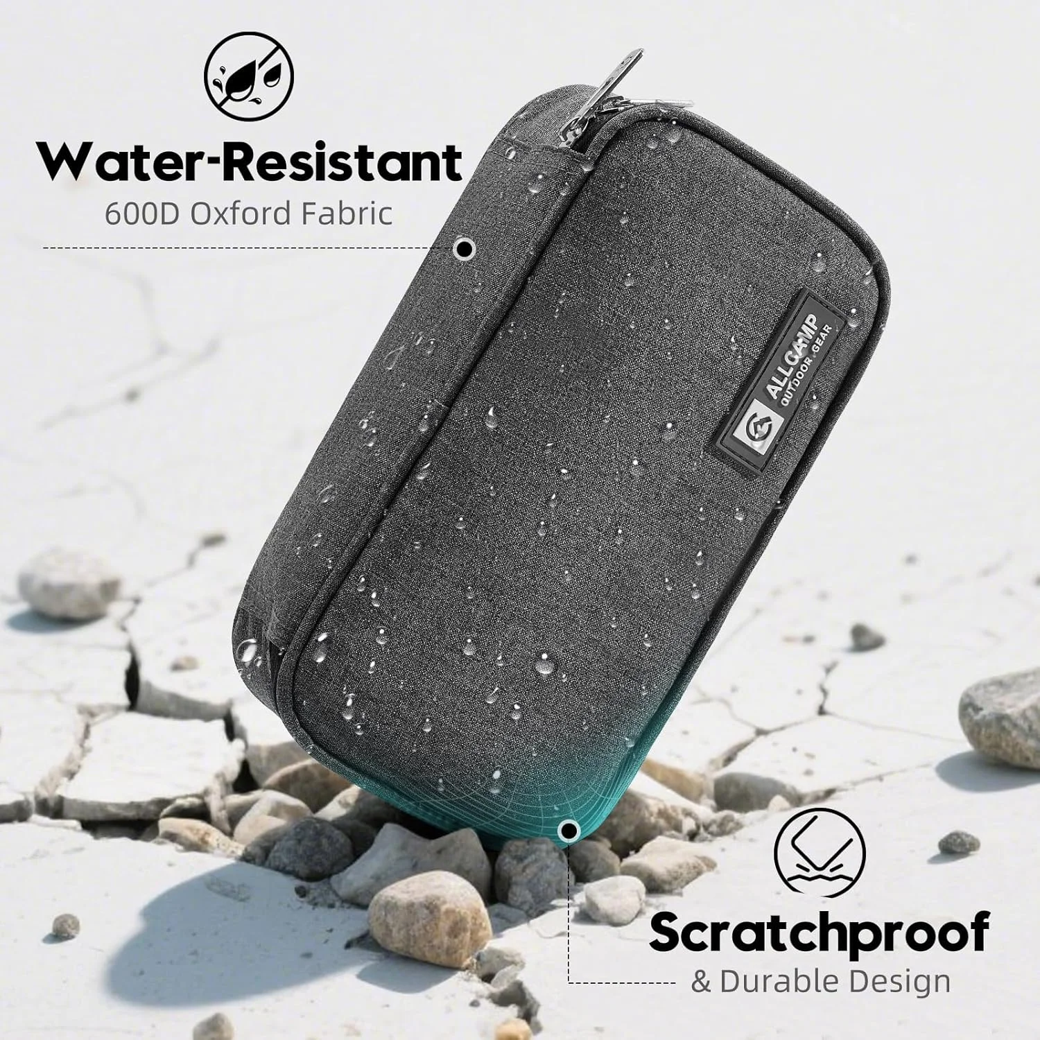 کیف خنک نگهدارنده انسولین ALLCAMP OUTDOOR GEAR برای نگهداری داروهای دیابتی به همراه 4 بسته یخ - کیف قابل حمل و چند بار مصرف خاکستری (متوسط)