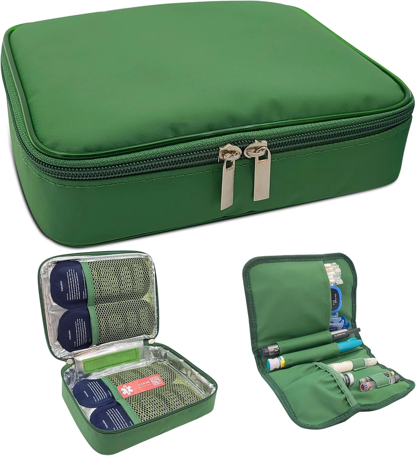 کیف خنک نگهدارنده انسولین 1-WHEAT، کیف بزرگ خنک کننده دارو مناسب سفر و دارای تاییدیه TSA، همراه با بستههای یخ پزشکی کیف خنک نگهدارنده انسولین 1-WHEAT، کیف بزرگ خنک کننده دارو مناسب سفر و دارای تاییدیه TSA، همراه با بستههای یخ پزشکی