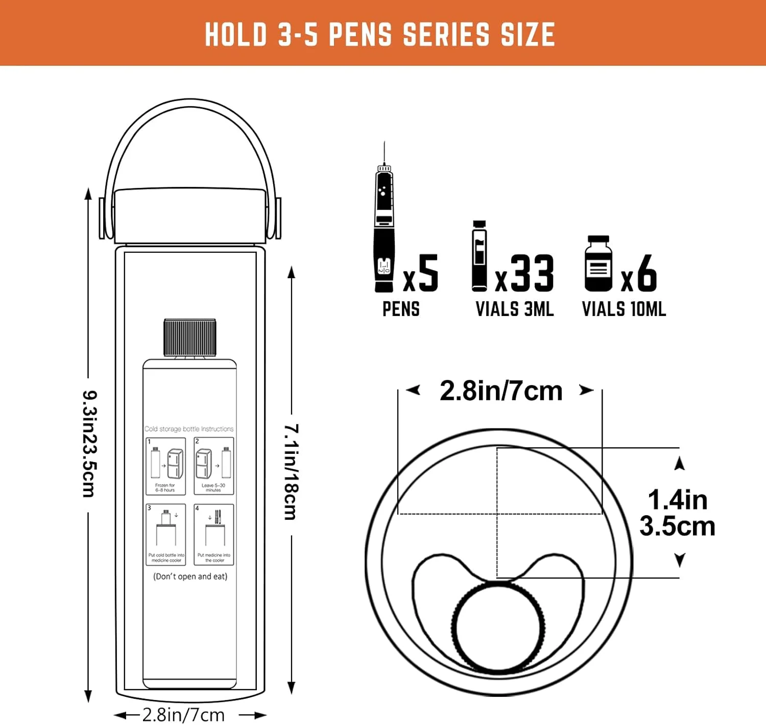 کیف خنک نگهدارنده انسولین مسافرتی 60 ساعته، مناسب برای 3-5 قلم، کیف مسافرتی دیابتی دارو، خنک کننده دارو مورد تایید TSA، بسته‌های یخ پزشکی (نقره‌ای)