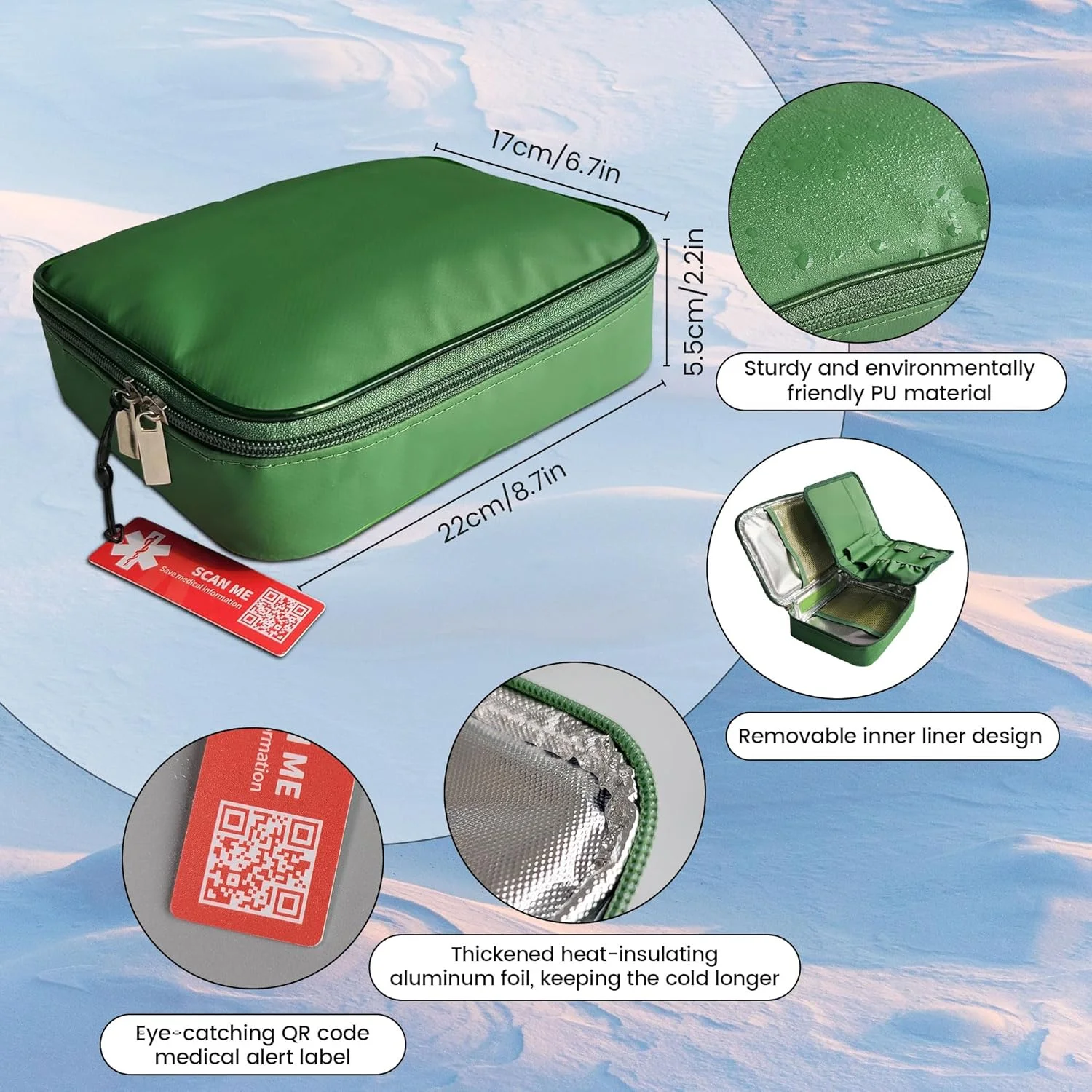 کیف خنک نگهدارنده انسولین 1-WHEAT، کیف بزرگ خنک کننده دارو مناسب سفر و دارای تاییدیه TSA، همراه با بستههای یخ پزشکی کیف خنک نگهدارنده انسولین 1-WHEAT، کیف بزرگ خنک کننده دارو مناسب سفر و دارای تاییدیه TSA، همراه با بستههای یخ پزشکی