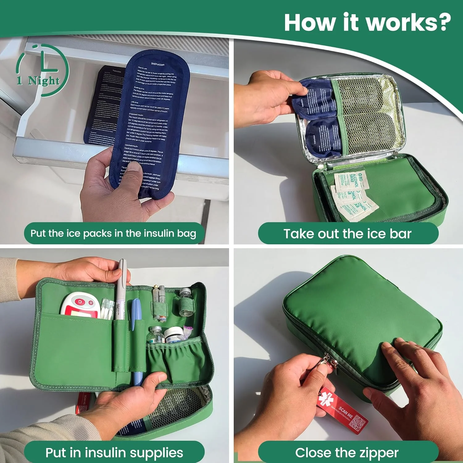 کیف خنک نگهدارنده انسولین 1-WHEAT، کیف بزرگ خنک کننده دارو مناسب سفر و دارای تاییدیه TSA، همراه با بستههای یخ پزشکی کیف خنک نگهدارنده انسولین 1-WHEAT، کیف بزرگ خنک کننده دارو مناسب سفر و دارای تاییدیه TSA، همراه با بستههای یخ پزشکی