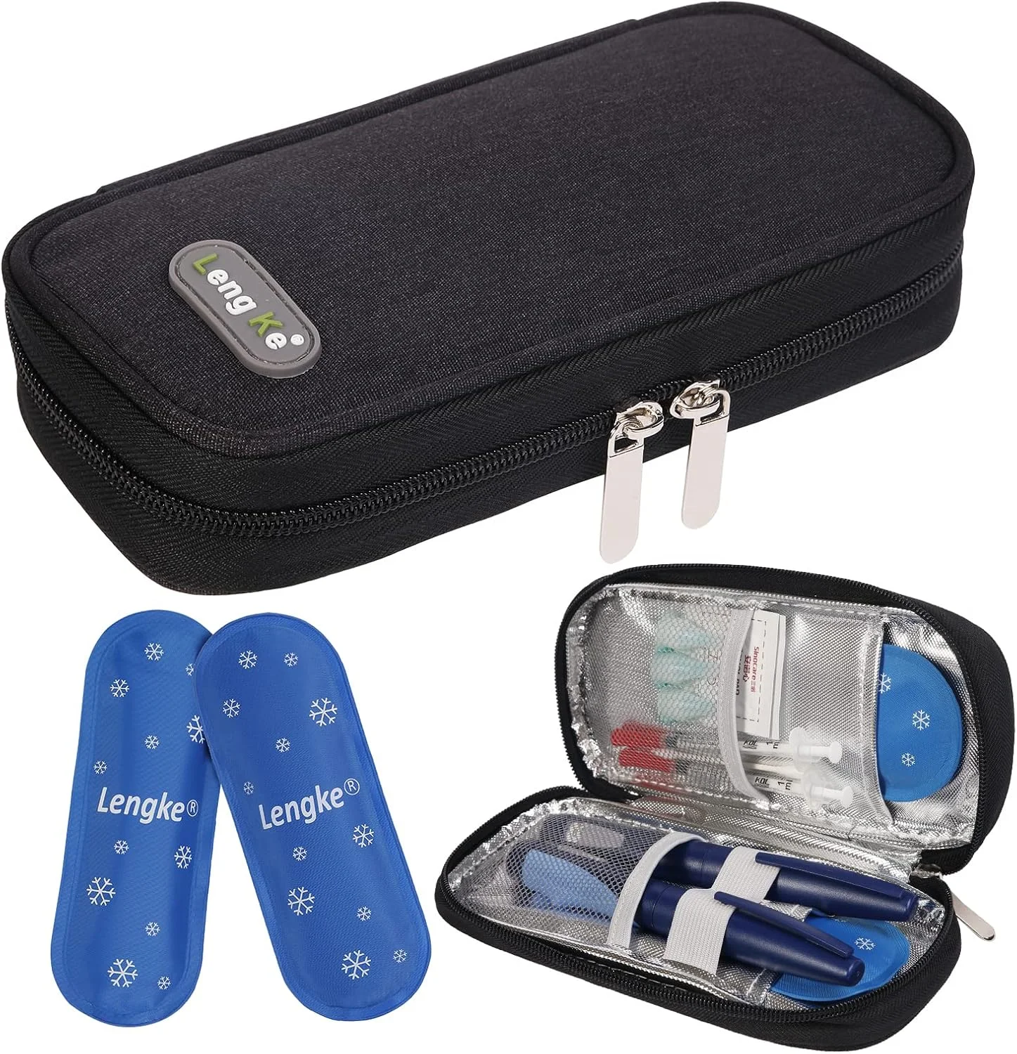 کیف خنک نگهدارنده انسولین BOMKEE برای مسافرت، کیف حمل قلم انسولین قابل حمل، سازمان دهنده کیف خنک کننده برای لوازم دیابتی با 2 بسته یخ