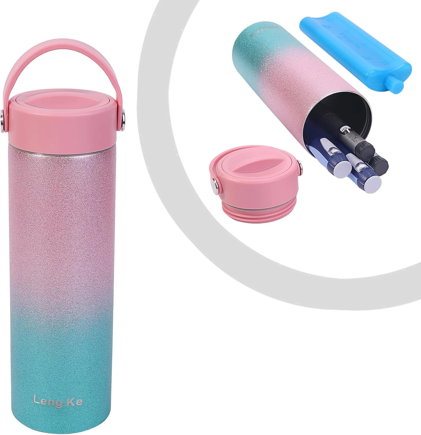 کیف خنک نگهدارنده دارو آیوانبر، کیف حمل قلم انسولین، بطری فریزر قلم قابل استفاده مجدد، کیف پزشکی، کیف مسافرتی دیابتی مورد تایید TSA با بسته یخ بیوژل (صورتی)