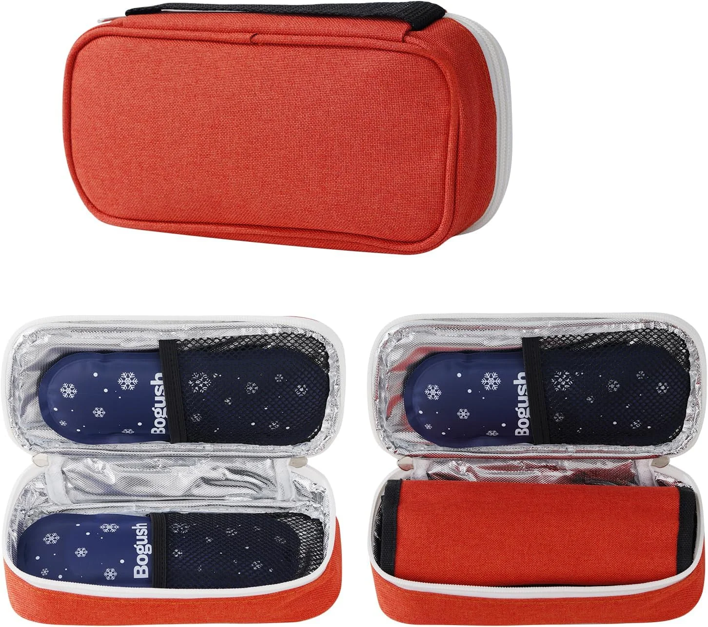 کیف خنک نگهدارنده انسولین بوگوش به همراه 2 پد خنک کننده، کیف خنک کننده دارویی قابل حمل برای قلم های انسولین و لوازم دستگاه تست قند خون (قرمز)