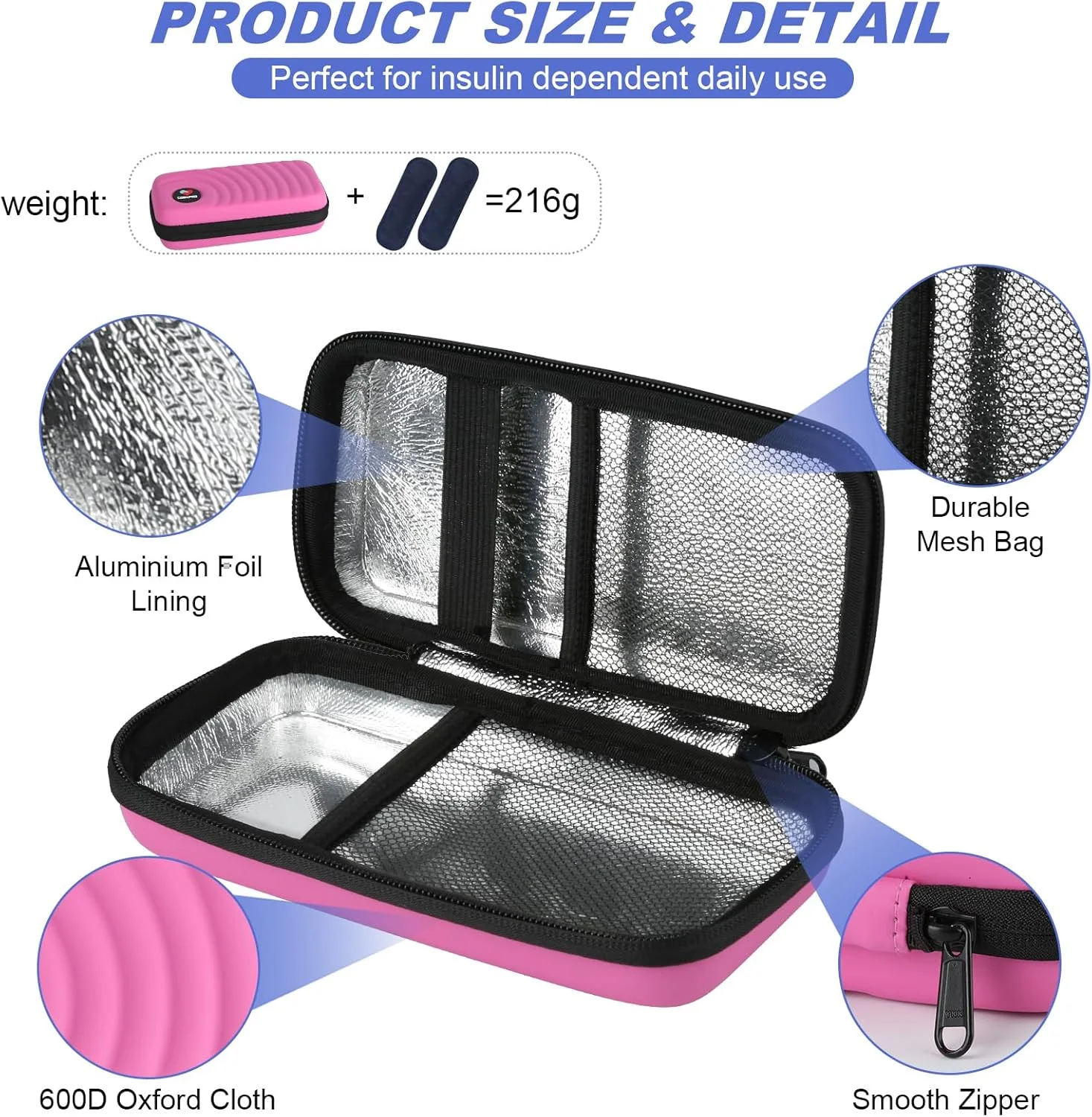 کیف خنک نگهدارنده انسولین CDBXPRG به همراه 2 بسته یخ برای قلم انسولین کیف خنک نگهدارنده انسولین CDBXPRG به همراه 2 بسته یخ برای قلم انسولین