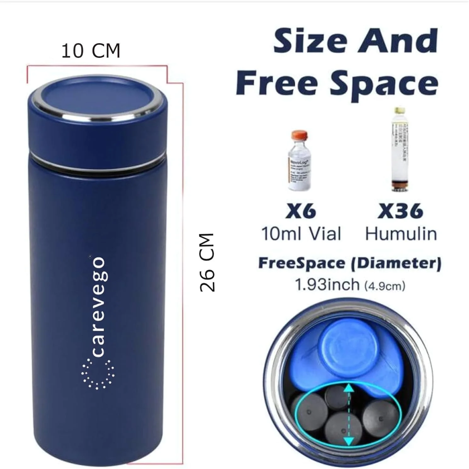 کیف خنک نگهدارنده دارو و انسولین CareVego مدل 40H مناسب برای 3-5 قلم