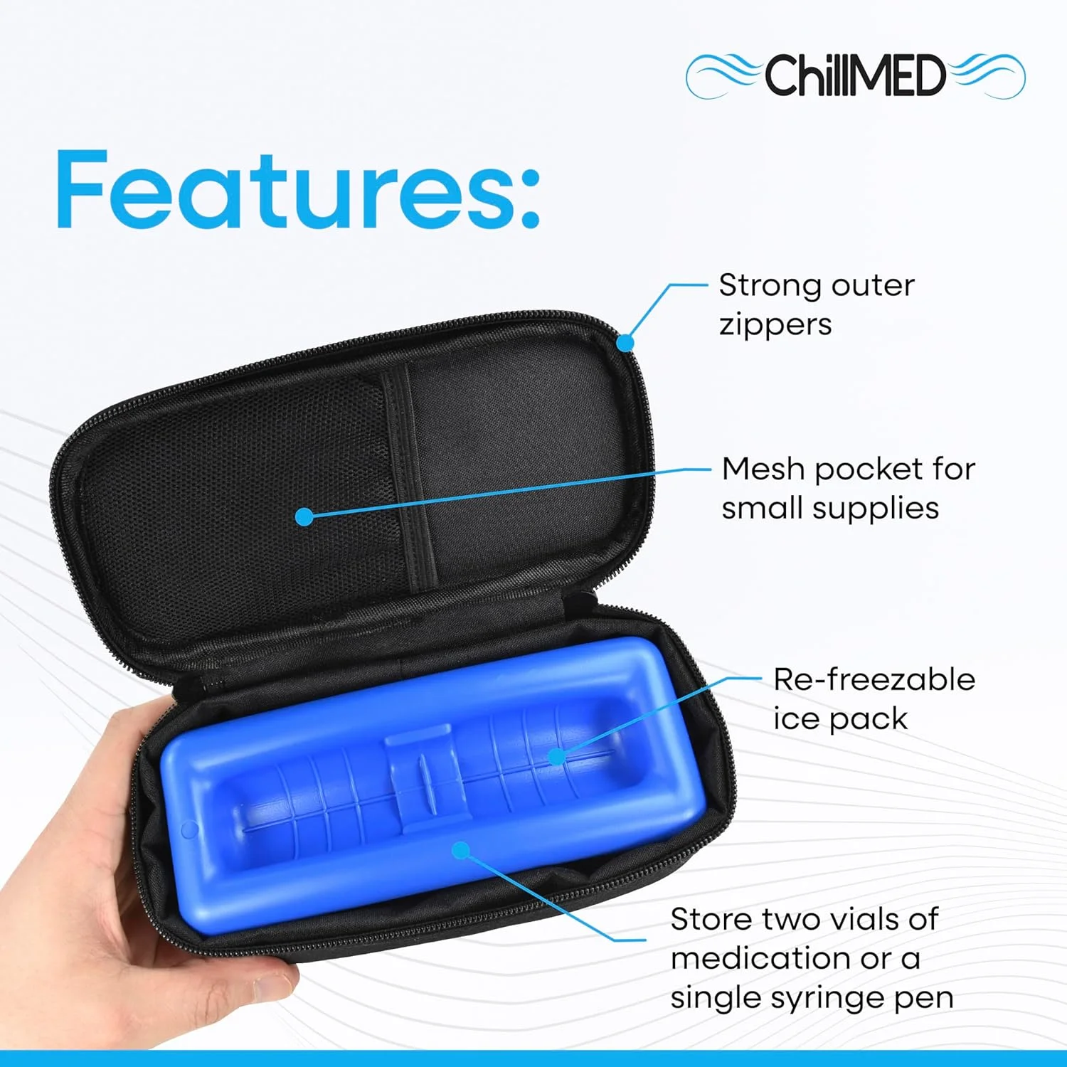 کیف خنک نگهدارنده کوچک - کیف حمل ویال انسولین دیابتی همراه با بسته یخ قابل انجماد مجدد - تا 12 ساعت زمان خنک ماندن | برای انسولین و سایر داروها (مشکی) کیف خنک نگهدارنده کوچک - کیف حمل ویال انسولین دیابتی همراه با بسته یخ قابل انجماد مجدد - تا 12 ساعت زمان خنک ماندن | برای انسولین و سایر داروها (مشکی)