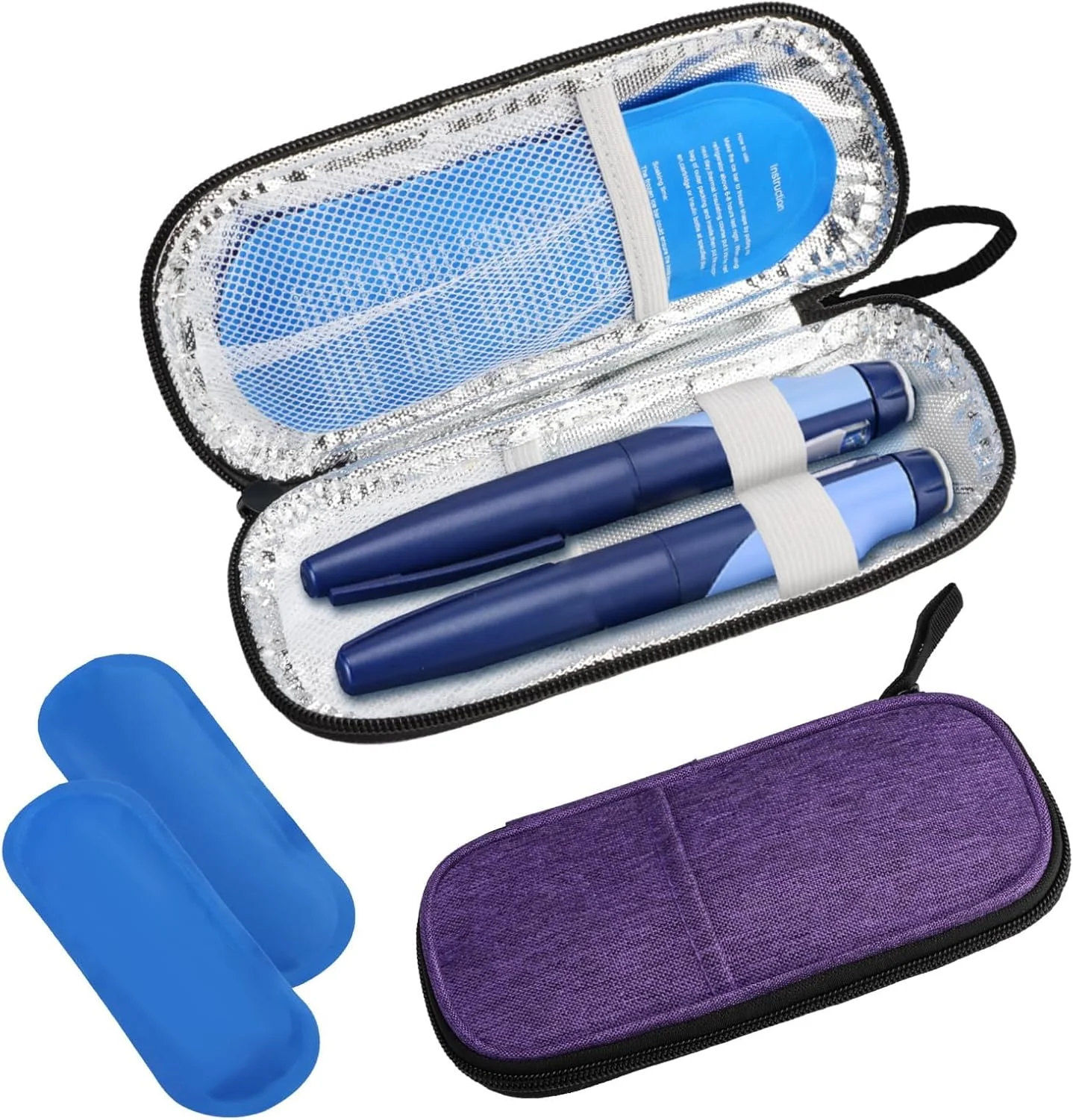 کیف خنک نگهدارنده انسولین دیابتی با 2 جیب، جعبه خنک کننده دارو، مناسب برای سفر، برای قلم های انسولین و سرنگ انسولین، بنفش ساده کیف خنک نگهدارنده انسولین دیابتی با 2 جیب، جعبه خنک کننده دارو، مناسب برای سفر، برای قلم های انسولین و سرنگ انسولین، بنفش ساده