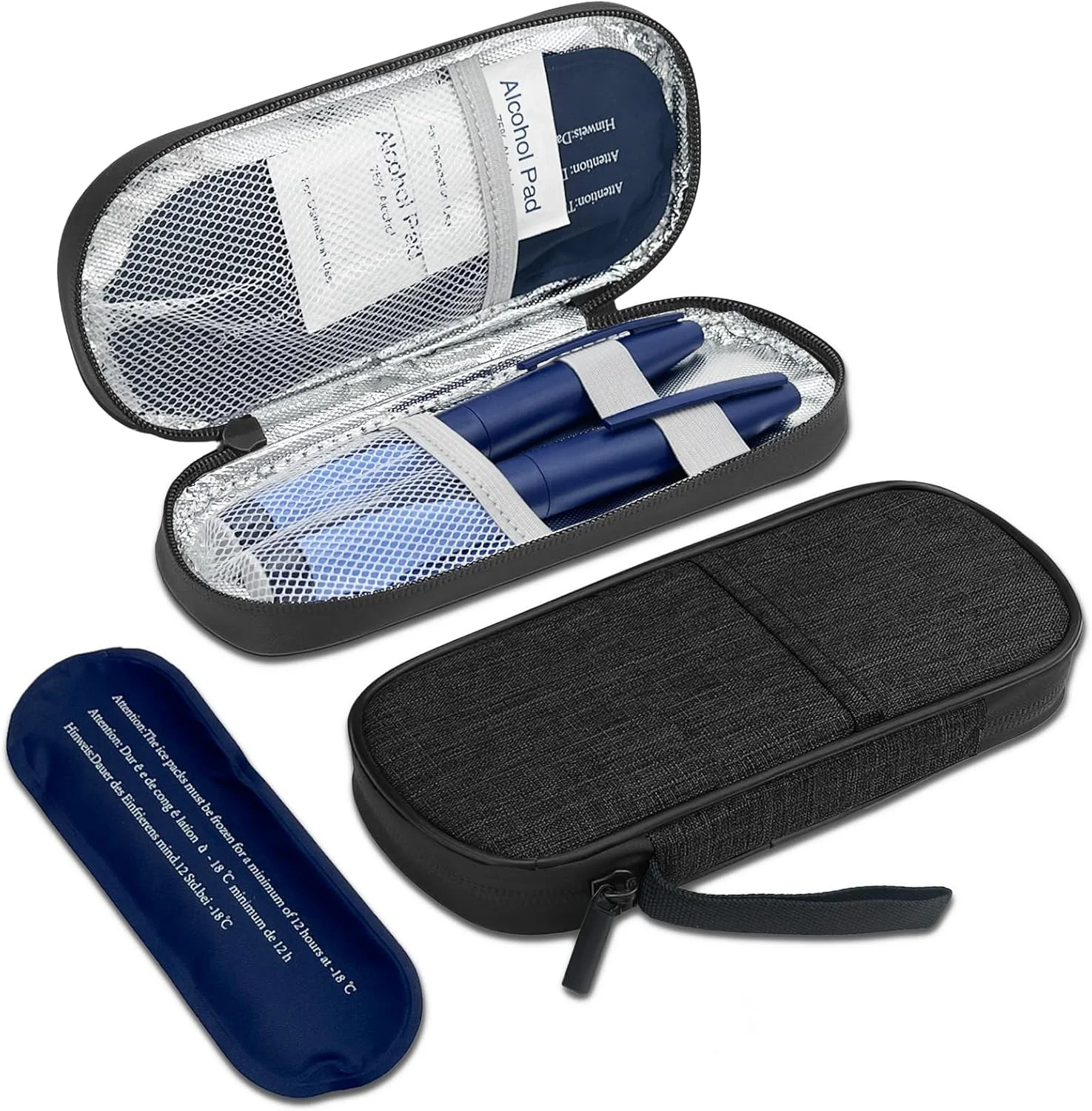 کیف خنک نگهدارنده قلم انسولین با 2 کیسه یخ، کیف حمل عایق دار داروهای دیابتی برای قلم انسولین و سایر لوازم دیابتی، کوچک و جمع و جور برای زندگی روزمره و سفر کیف خنک نگهدارنده قلم انسولین با 2 کیسه یخ، کیف حمل عایق دار داروهای دیابتی برای قلم انسولین و سایر لوازم دیابتی، کوچک و جمع و جور برای زندگی روزمره و سفر