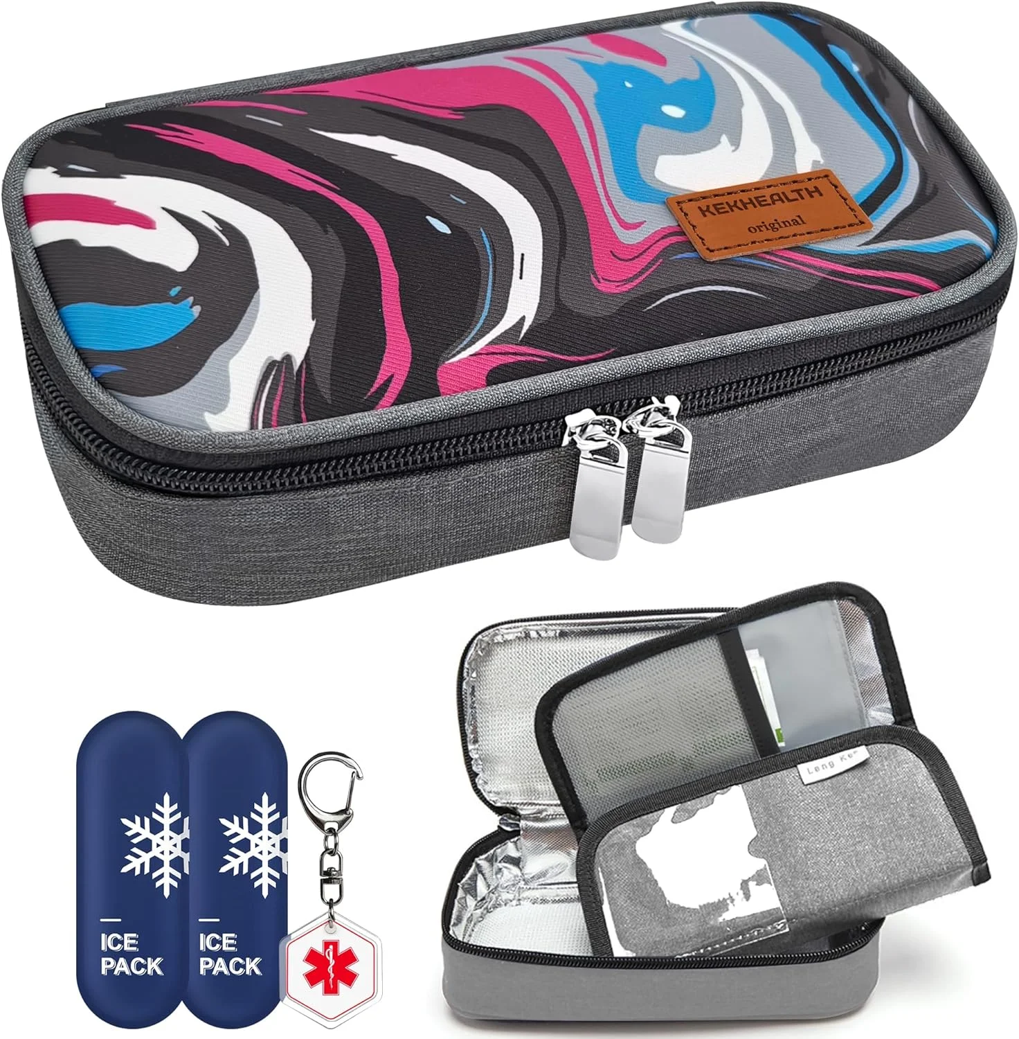 کیف خنک نگهدارنده قلم انسولین قابل حمل DISONCARE با هشدار پزشکی، کیف مسافرتی عایق دار دارو برای سوزن های اپی پن دیابتی با 2 بسته یخ قابل استفاده مجدد، تایید شده توسط TSA (خاکستری بزرگ) کیف خنک نگهدارنده قلم انسولین قابل حمل DISONCARE با هشدار پزشکی، کیف مسافرتی عایق دار دارو برای سوزن های اپی پن دیابتی با 2 بسته یخ قابل استفاده مجدد، تایید شده توسط TSA (خاکستری بزرگ)