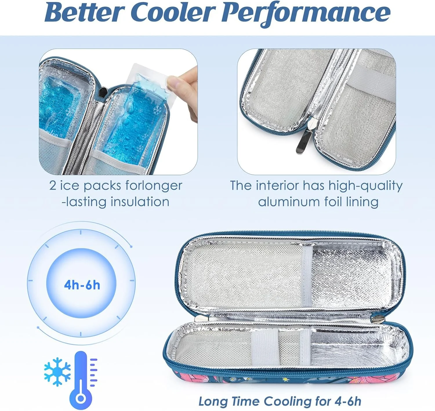 کیف خنک نگهدارنده انسولین مسافرتی، با 2 بسته یخ، کیف خنک کننده حمل دیابتی برای قلم انسولین و لوازم دیابتی، سازمان دهنده عایق دارویی دستی کیف خنک نگهدارنده انسولین مسافرتی، با 2 بسته یخ، کیف خنک کننده حمل دیابتی برای قلم انسولین و لوازم دیابتی، سازمان دهنده عایق دارویی دستی