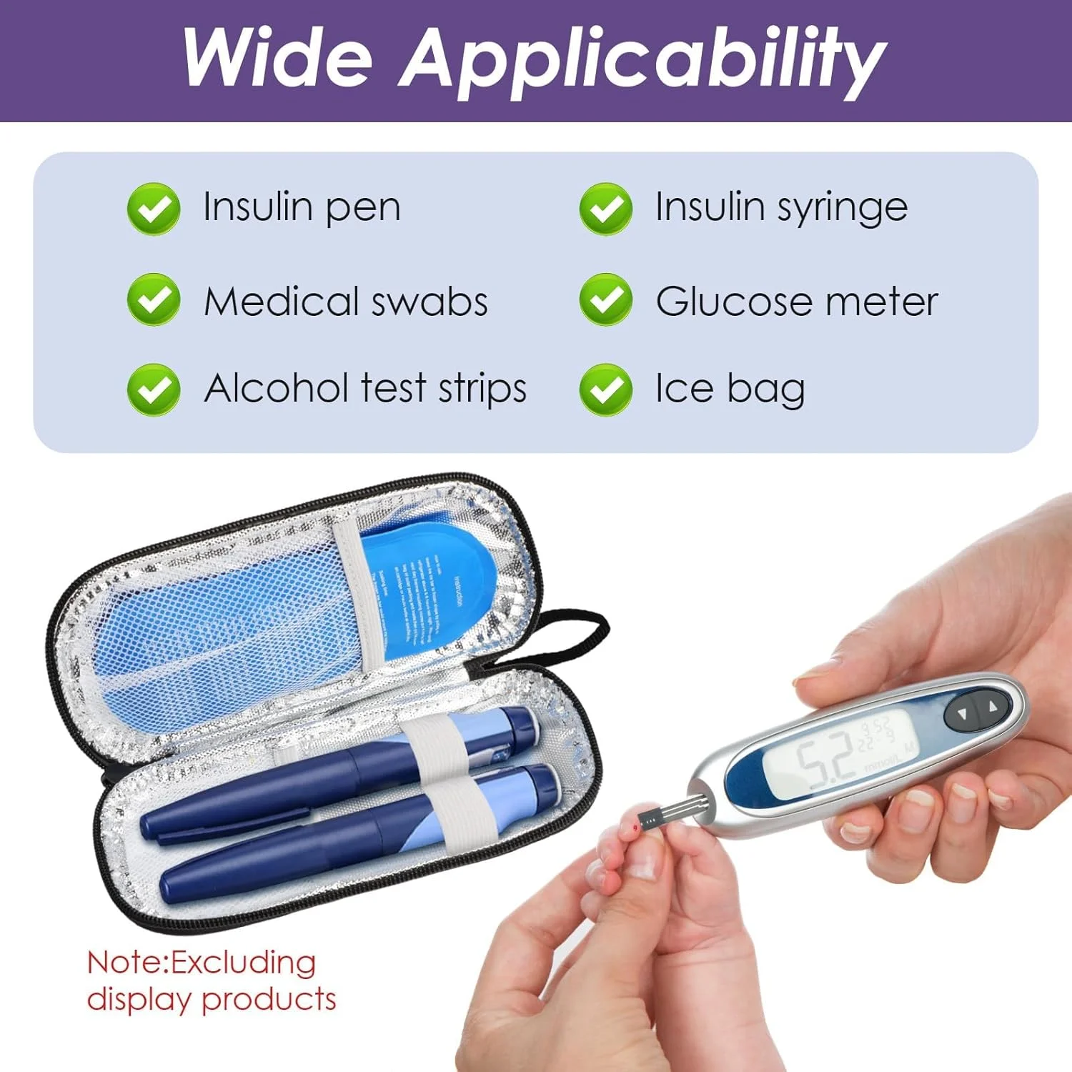 کیف خنک نگهدارنده انسولین دیابتی با 2 جیب، جعبه خنک کننده دارو، مناسب برای سفر، برای قلم های انسولین و سرنگ انسولین، بنفش ساده کیف خنک نگهدارنده انسولین دیابتی با 2 جیب، جعبه خنک کننده دارو، مناسب برای سفر، برای قلم های انسولین و سرنگ انسولین، بنفش ساده