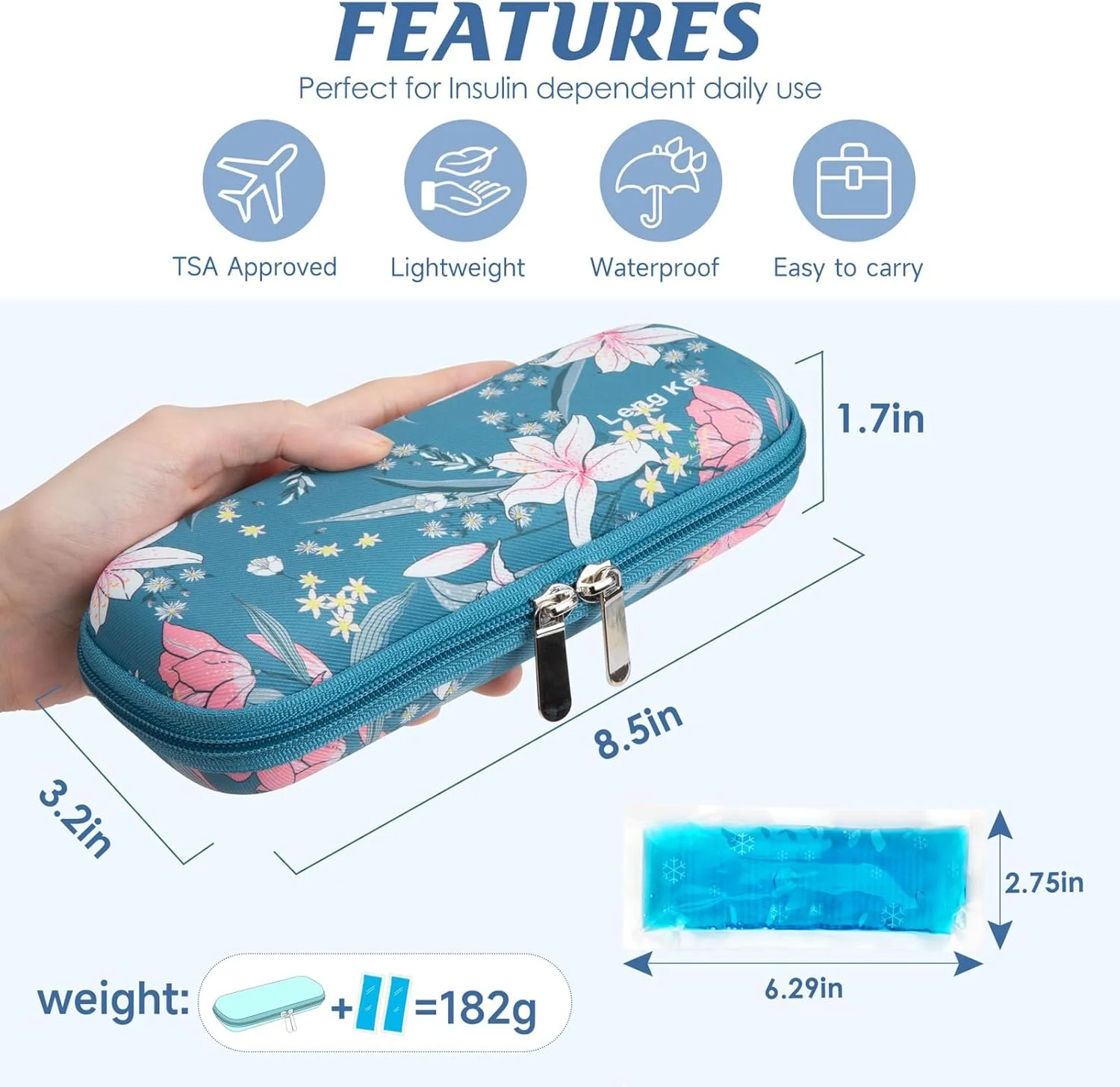 کیف خنک نگهدارنده انسولین مسافرتی، با 2 بسته یخ، کیف خنک کننده حمل دیابتی برای قلم انسولین و لوازم دیابتی، سازمان دهنده عایق دارویی دستی کیف خنک نگهدارنده انسولین مسافرتی، با 2 بسته یخ، کیف خنک کننده حمل دیابتی برای قلم انسولین و لوازم دیابتی، سازمان دهنده عایق دارویی دستی