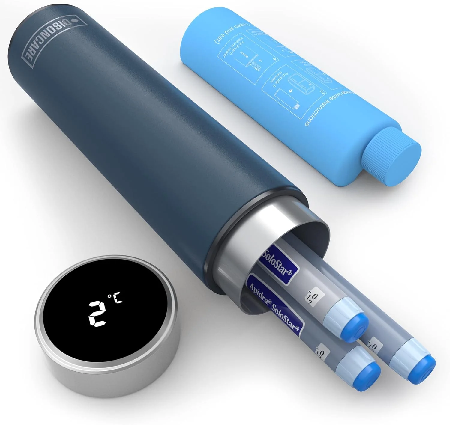 کیف خنک نگهدارنده انسولین دیسونکر مدل Odyssey 60H با نمایشگر دما - کیف قابل حمل دارو با بستههای یخ مورد تایید TSA و تگ اطلاعات QR (آبی سرمهای) کیف خنک نگهدارنده انسولین دیسونکر مدل Odyssey 60H با نمایشگر دما - کیف قابل حمل دارو با بستههای یخ مورد تایید TSA و تگ اطلاعات QR (آبی سرمهای)