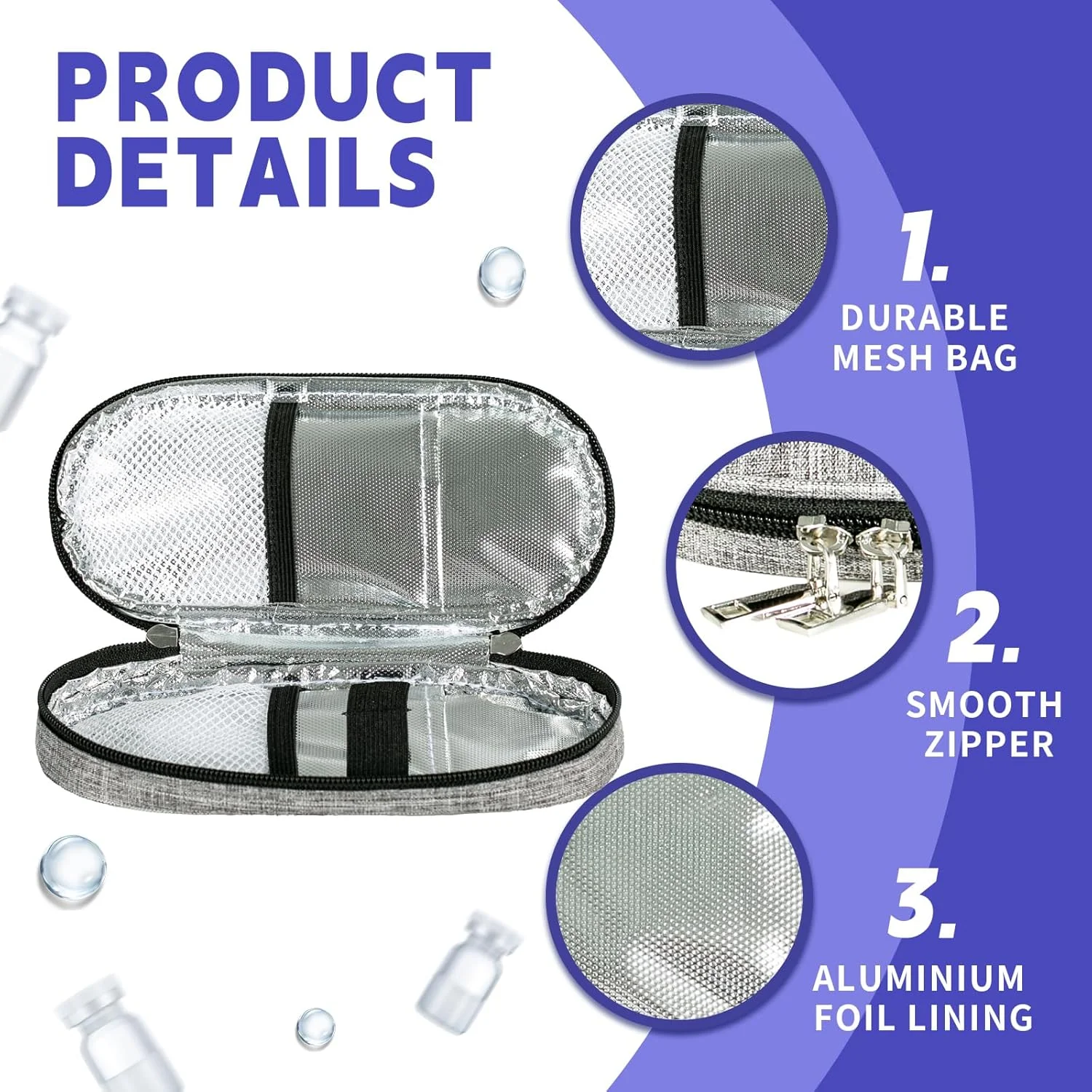 کیف خنک نگهدارنده انسولین Drasry، کیف عایق دار مخصوص دیابتی ها، سازمان دهنده لوازم پزشکی به همراه 2 بسته یخ و آستر عایق برای مسافرت (مشکی) کیف خنک نگهدارنده انسولین Drasry، کیف عایق دار مخصوص دیابتی ها، سازمان دهنده لوازم پزشکی به همراه 2 بسته یخ و آستر عایق برای مسافرت (مشکی)