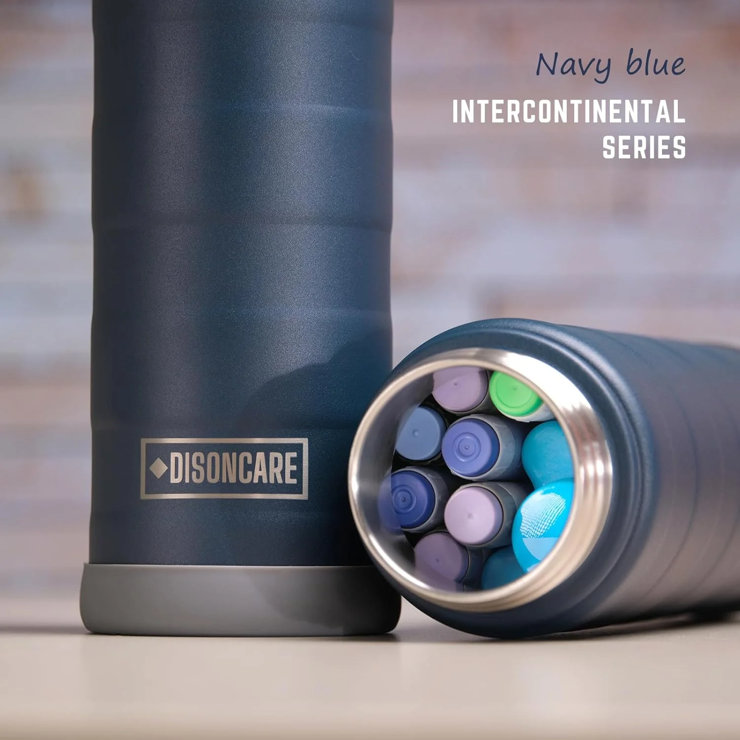 کیف خنک نگهدارنده انسولین بین قاره ای DISONCARE برای مسافرت، مناسب برای 7 قلم، کیف دارویی مسافرتی با بسته های یخ مورد تایید TSA و تگ های اطلاعات QR (آبی تیره)