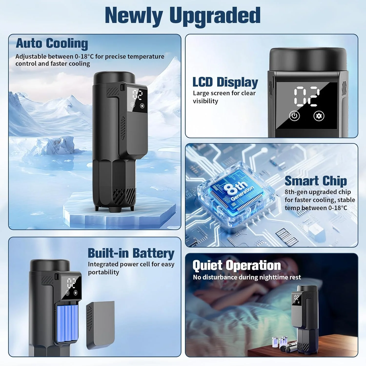 کیف خنک کننده انسولین برقی مسافرتی با نمایشگر دما – کنترل دقیق دما 0-18 درجه سانتیگراد، خنک کننده پزشکی با شارژر USB و کیف حمل، کیف مسافرتی خنک کننده دارو برای انسولین و قلم های تزریقی