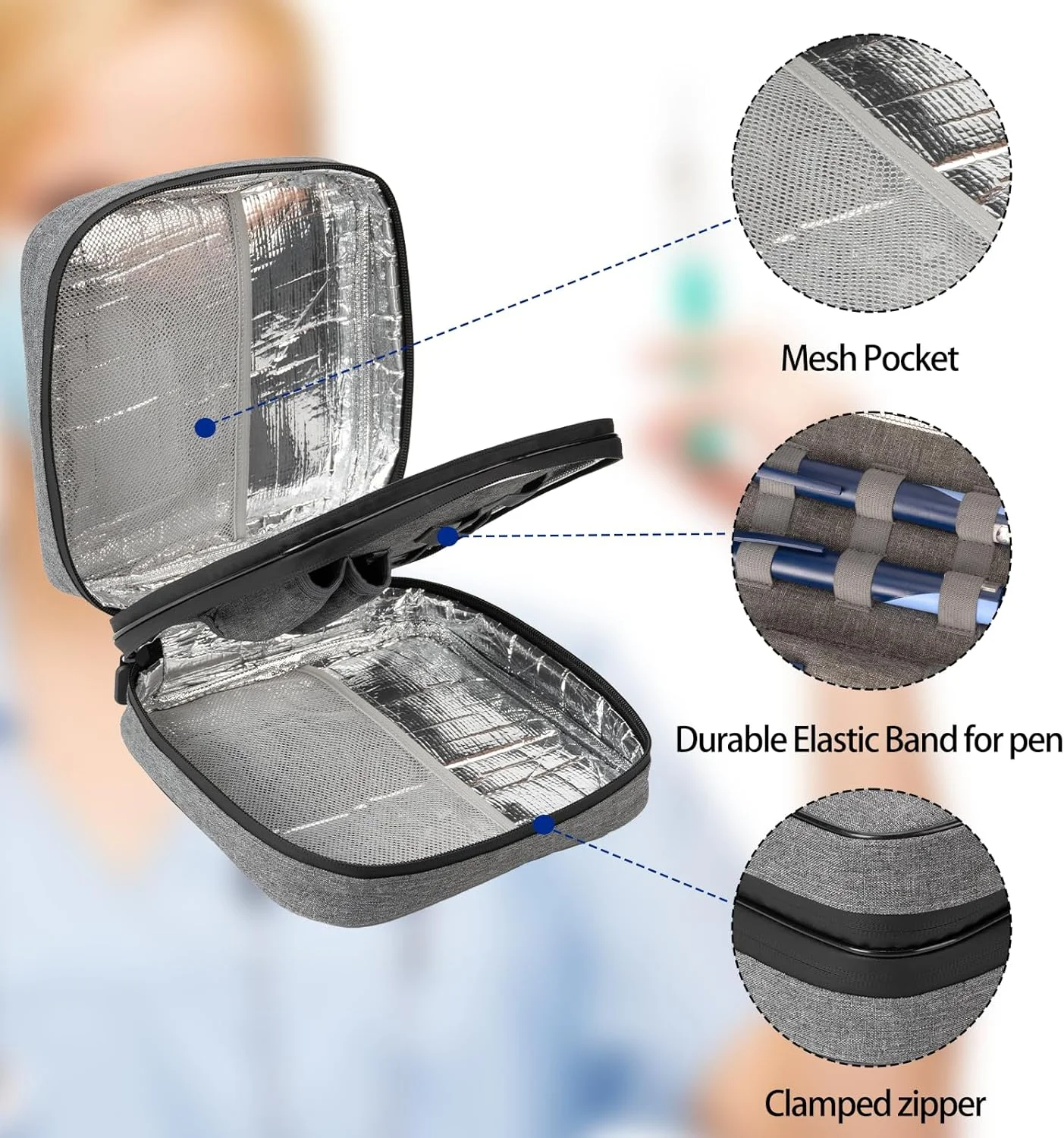 کیف خنک نگهدارنده بزرگ انسولین Glamgen به همراه 4 بسته ژل یخ قابل استفاده مجدد برای افراد دیابتی، کیف سازمان دهنده قلم انسولین با کیف خنک نگهدارنده دارو کیف خنک نگهدارنده بزرگ انسولین Glamgen به همراه 4 بسته ژل یخ قابل استفاده مجدد برای افراد دیابتی، کیف سازمان دهنده قلم انسولین با کیف خنک نگهدارنده دارو