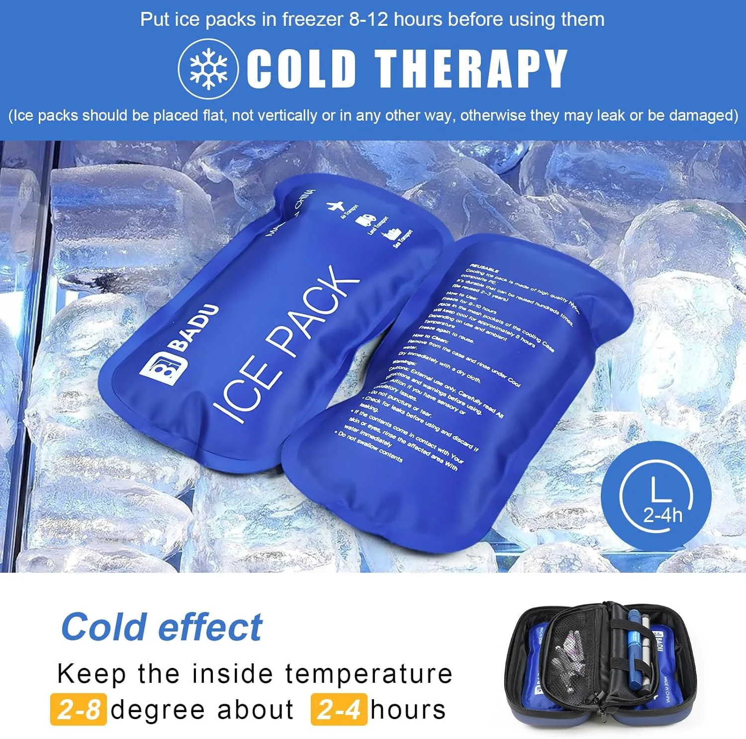 بسته های یخ قابل استفاده مجدد گوسمای 120 گرمی برای کیف خنک نگهدارنده انسولین دیابتی (2 عدد)