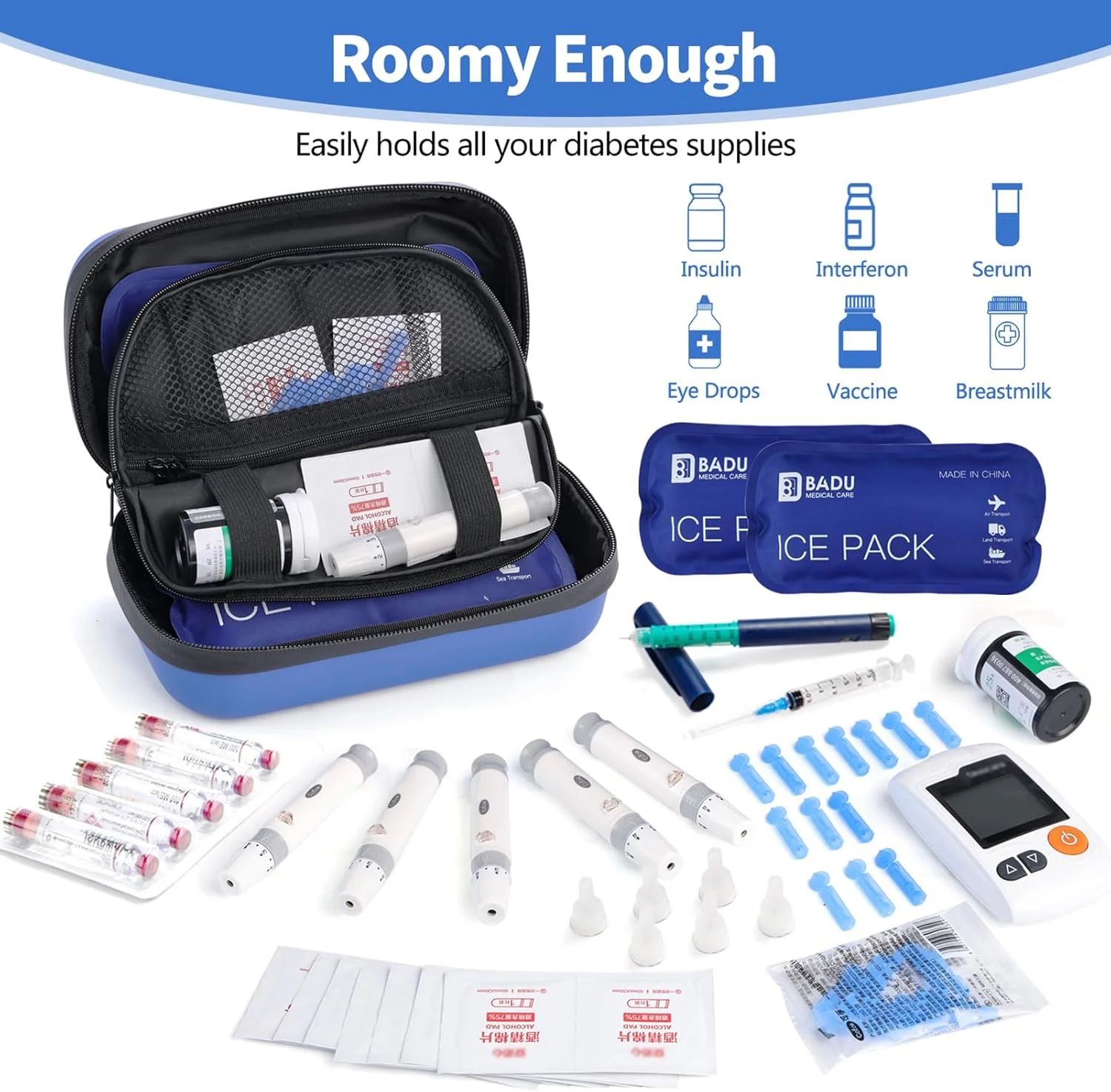 کیف خنک نگهدارنده انسولین 24 ساعته، مورد تایید TSA، کیف خنک کننده داروی یخچال دار برای مسافرت با دماسنج و نمایشگر دما، کیف مسافرتی دیابتی با 2 بسته یخ قابل استفاده مجدد برای سفر و زندگی روزمره کیف خنک نگهدارنده انسولین 24 ساعته، مورد تایید TSA، کیف خنک کننده داروی یخچال دار برای مسافرت با دماسنج و نمایشگر دما، کیف مسافرتی دیابتی با 2 بسته یخ قابل استفاده مجدد برای سفر و زندگی روزمره
