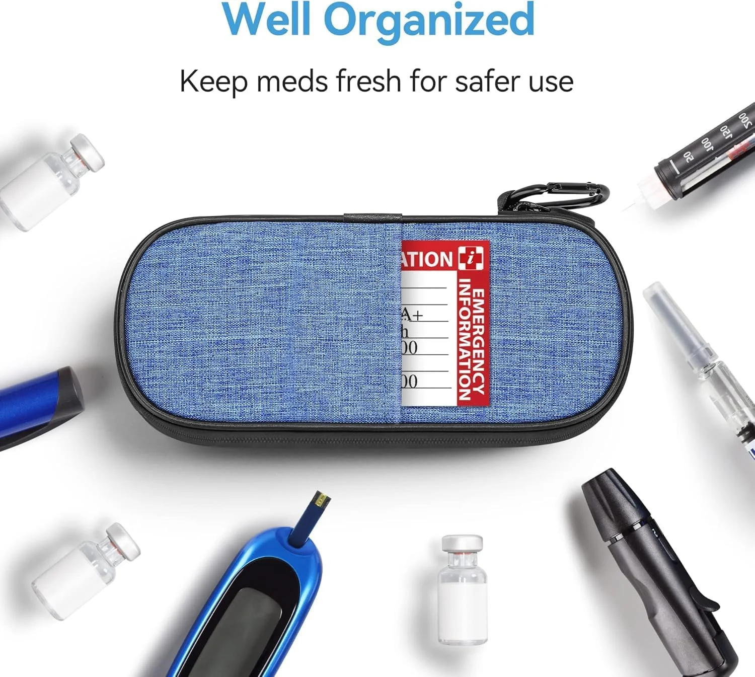 کیف خنک نگهدارنده قلم انسولین هوژا، کیف عایق دارویی دیابتی با بسته یخ قابل استفاده مجدد برای قلم انسولین و سایر لوازم دیابتی، برای زندگی روزمره و سفر، آبی کیف خنک نگهدارنده قلم انسولین هوژا، کیف عایق دارویی دیابتی با بسته یخ قابل استفاده مجدد برای قلم انسولین و سایر لوازم دیابتی، برای زندگی روزمره و سفر، آبی