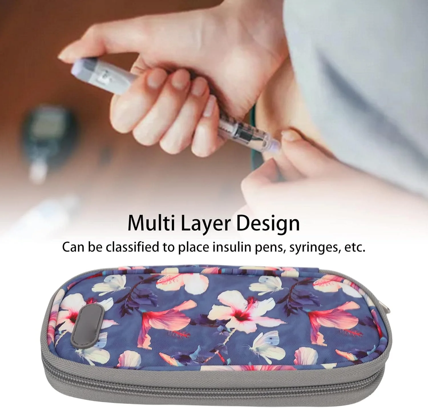 کیف خنک نگهدارنده انسولین، کیف حمل جمع و جور خنک کننده انسولین برای محل کار، کیف خنک کننده قابل حمل برای قلم های انسولین (گل بگونیا) کیف خنک نگهدارنده انسولین، کیف حمل جمع و جور خنک کننده انسولین برای محل کار، کیف خنک کننده قابل حمل برای قلم های انسولین (گل بگونیا)
