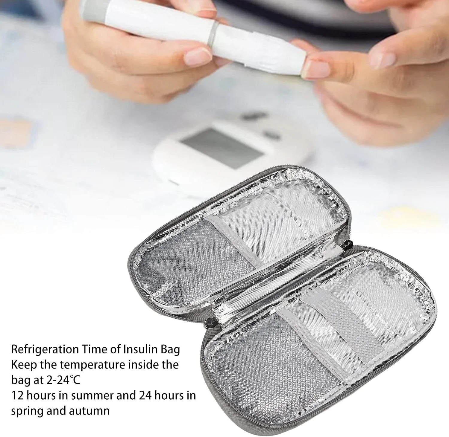 کیف خنک نگهدارنده انسولین، کیف حمل جمع و جور خنک کننده انسولین برای محل کار، کیف خنک کننده قابل حمل برای قلم های انسولین (گل بگونیا) کیف خنک نگهدارنده انسولین، کیف حمل جمع و جور خنک کننده انسولین برای محل کار، کیف خنک کننده قابل حمل برای قلم های انسولین (گل بگونیا)