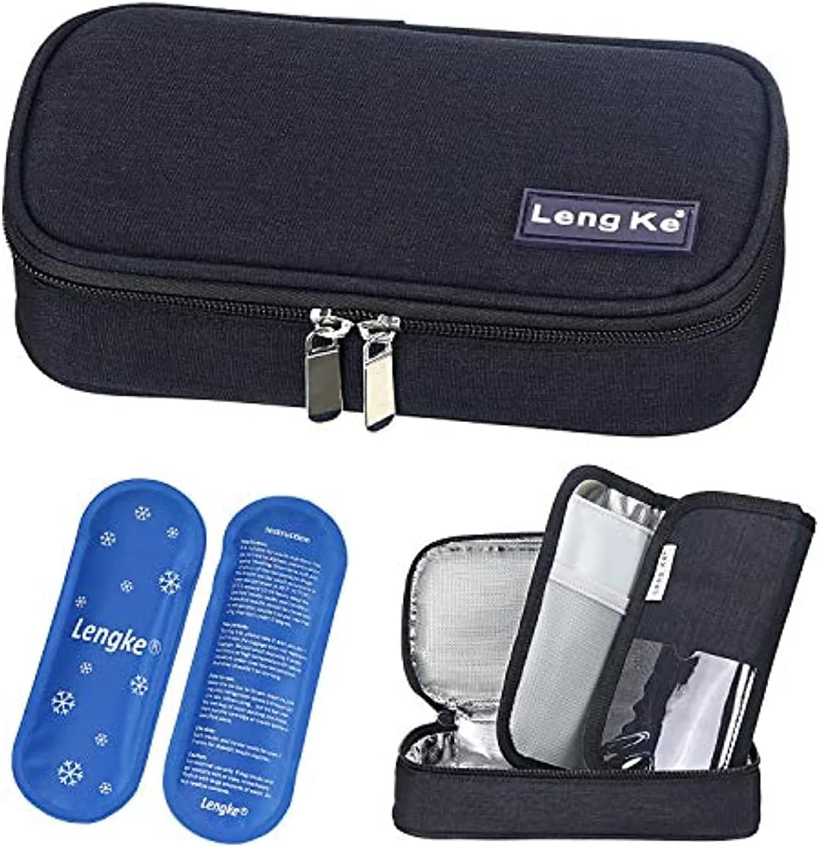 کیف مسافرتی انسولین - کیف خنک نگهدارنده عایق دار دارو برای نگهداری قلم انسولین دیابتی و آمپول با 2 بسته خنک کننده (مشکی) کیف مسافرتی انسولین - کیف خنک نگهدارنده عایق دار دارو برای نگهداری قلم انسولین دیابتی و آمپول با 2 بسته خنک کننده (مشکی)