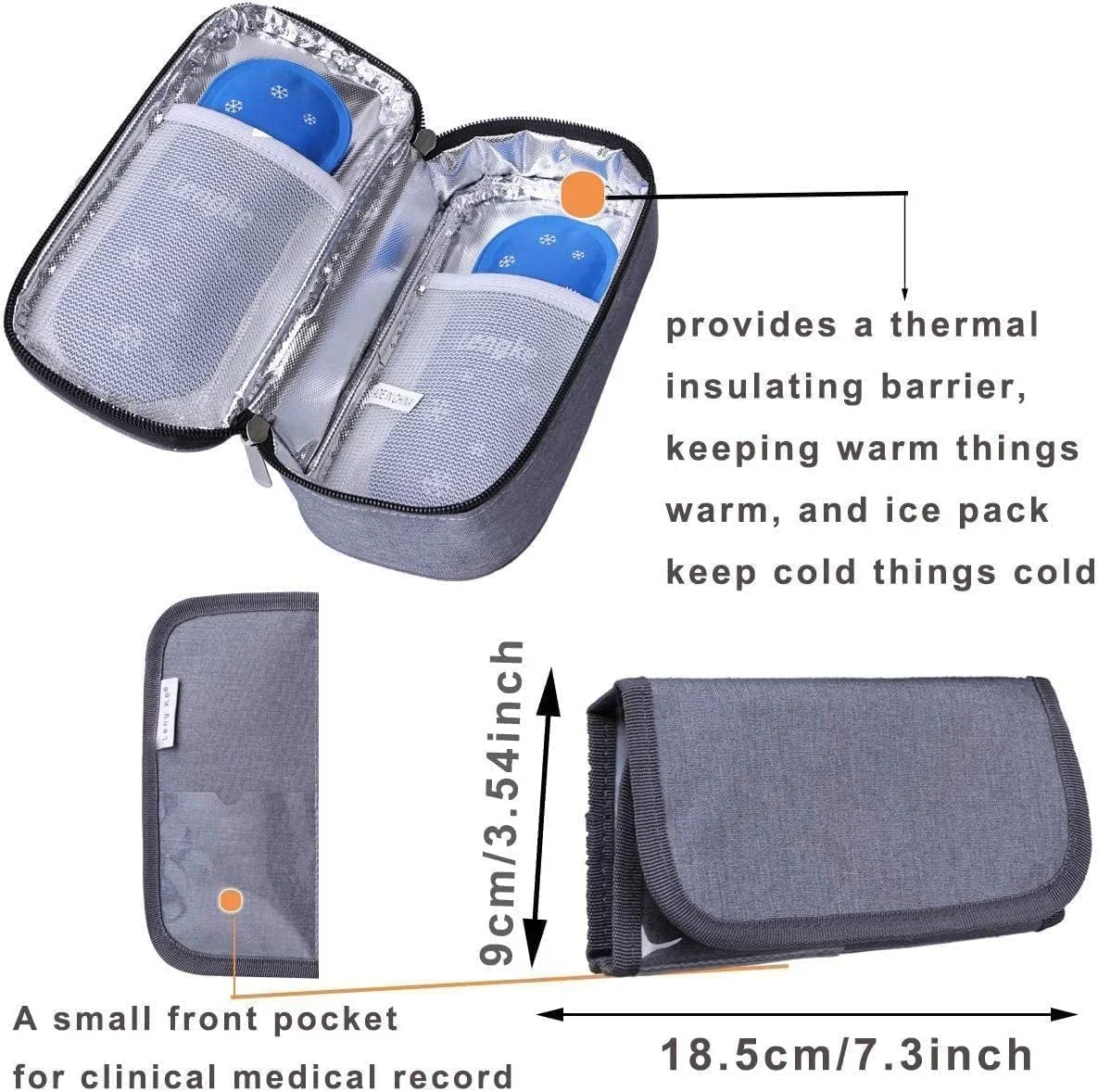 کیف حمل انسولین، کیف انسولین، کیف خنک کننده مسافرتی انسولین، خنک کننده قابل حمل انسولین، گرم کننده انسولین با 2 بسته یخ قابل استفاده مجدد برای قلم های انسولین و سایر لوازم دیابتی (خاکستری) کیف حمل انسولین، کیف انسولین، کیف خنک کننده مسافرتی انسولین، خنک کننده قابل حمل انسولین، گرم کننده انسولین با 2 بسته یخ قابل استفاده مجدد برای قلم های انسولین و سایر لوازم دیابتی (خاکستری)