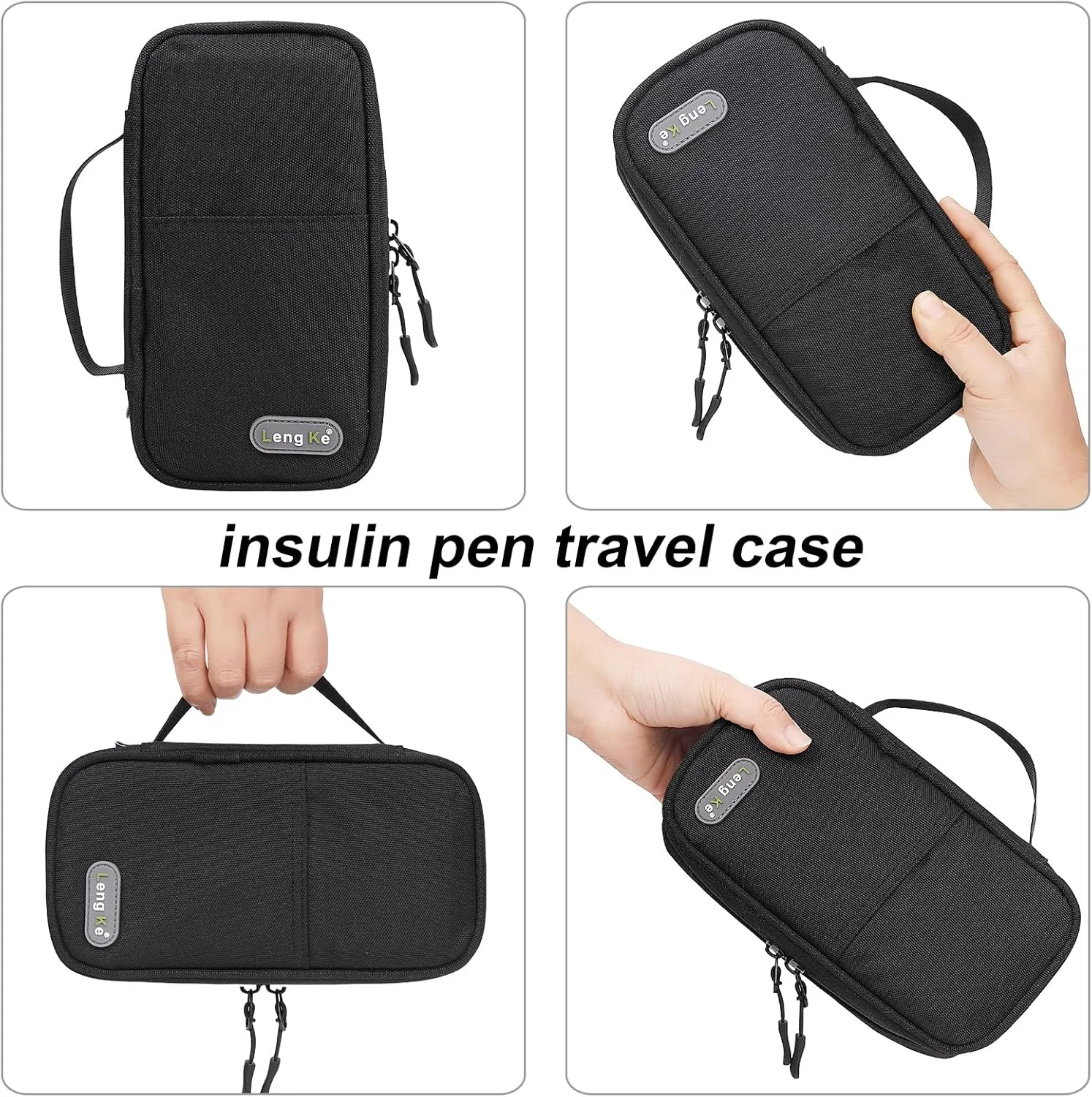 کیف خنک نگهدارنده انسولین ضد آب JAKAGO، کیف قلم انسولین عایق سبک و بسیار قوی، کیف خنک کننده پزشکی برای قلم های انسولین و دارو با 2 بسته یخ بزرگ (مشکی) کیف خنک نگهدارنده انسولین ضد آب JAKAGO، کیف قلم انسولین عایق سبک و بسیار قوی، کیف خنک کننده پزشکی برای قلم های انسولین و دارو با 2 بسته یخ بزرگ (مشکی)