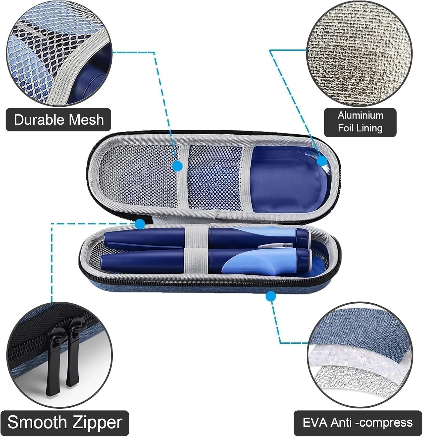 کیف خنک نگهدارنده قلم انسولین، کیف خنک کننده پزشکی قابل حمل قلم انسولین برای دیابت و سایر لوازم دیابتی برای سفر و زندگی روزمره (آبی) کیف خنک نگهدارنده قلم انسولین، کیف خنک کننده پزشکی قابل حمل قلم انسولین برای دیابت و سایر لوازم دیابتی برای سفر و زندگی روزمره (آبی)