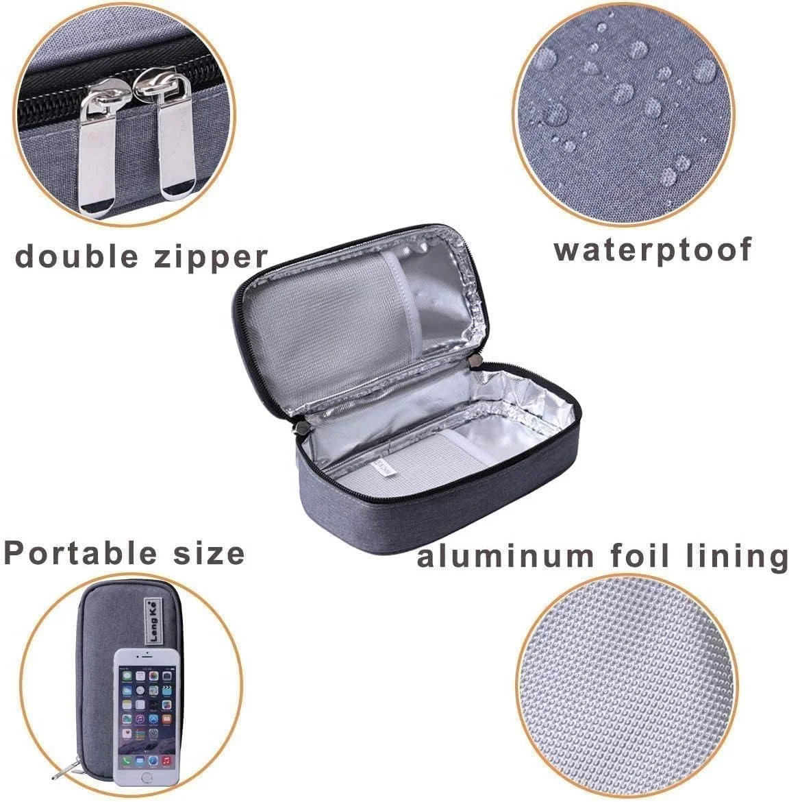 کیف مسافرتی انسولین، کیف انسولین، کیف خنک کننده مسافرتی انسولین، خنک کننده قابل حمل انسولین، گرم کننده انسولین با 2 بسته یخ قابل استفاده مجدد برای قلم های انسولین و سایر لوازم دیابتی (خاکستری) کیف مسافرتی انسولین، کیف انسولین، کیف خنک کننده مسافرتی انسولین، خنک کننده قابل حمل انسولین، گرم کننده انسولین با 2 بسته یخ قابل استفاده مجدد برای قلم های انسولین و سایر لوازم دیابتی (خاکستری)