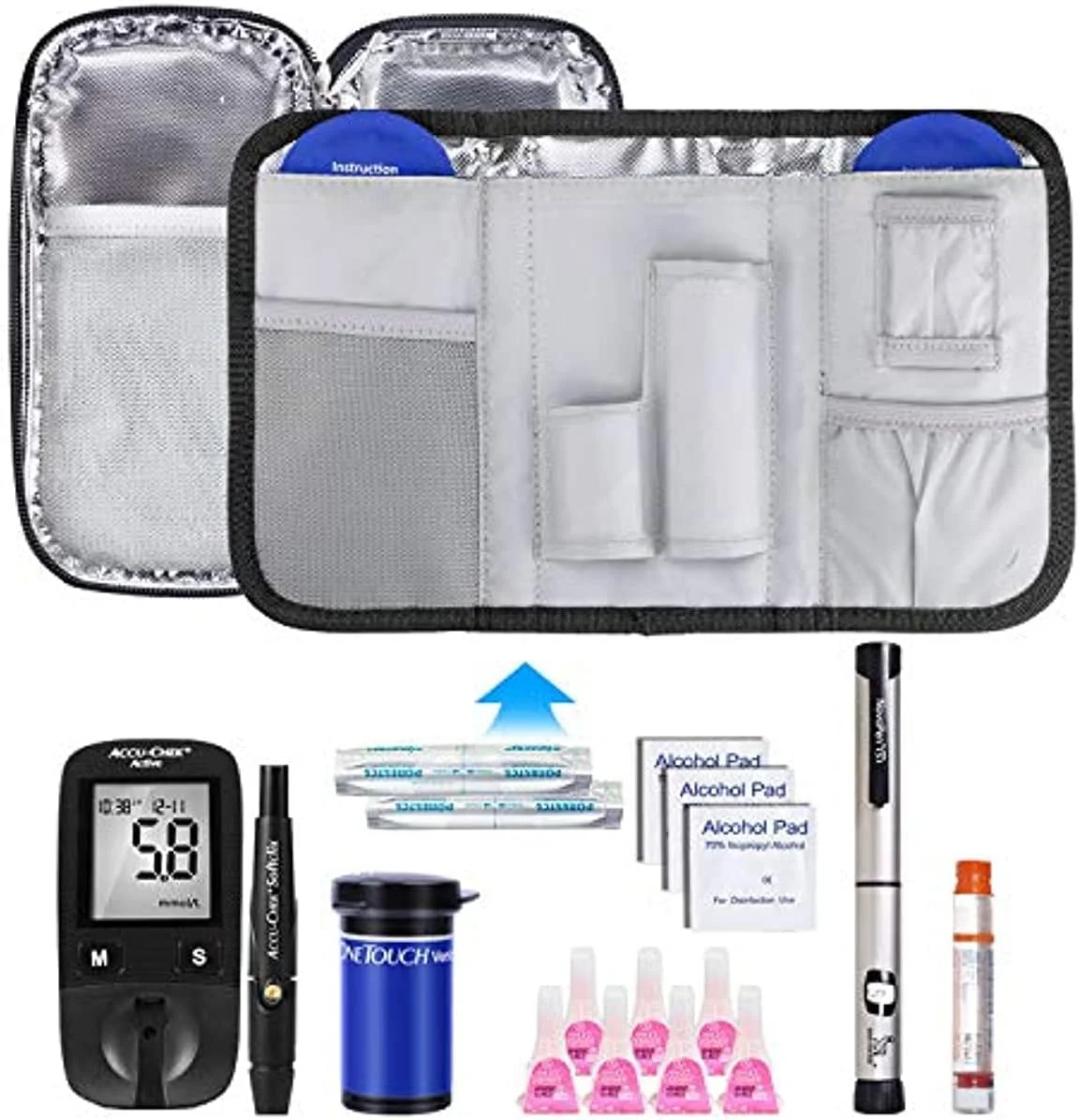 کیف مسافرتی انسولین - کیف خنک نگهدارنده عایق دار دارو برای نگهداری قلم انسولین دیابتی و آمپول با 2 بسته خنک کننده (مشکی) کیف مسافرتی انسولین - کیف خنک نگهدارنده عایق دار دارو برای نگهداری قلم انسولین دیابتی و آمپول با 2 بسته خنک کننده (مشکی)