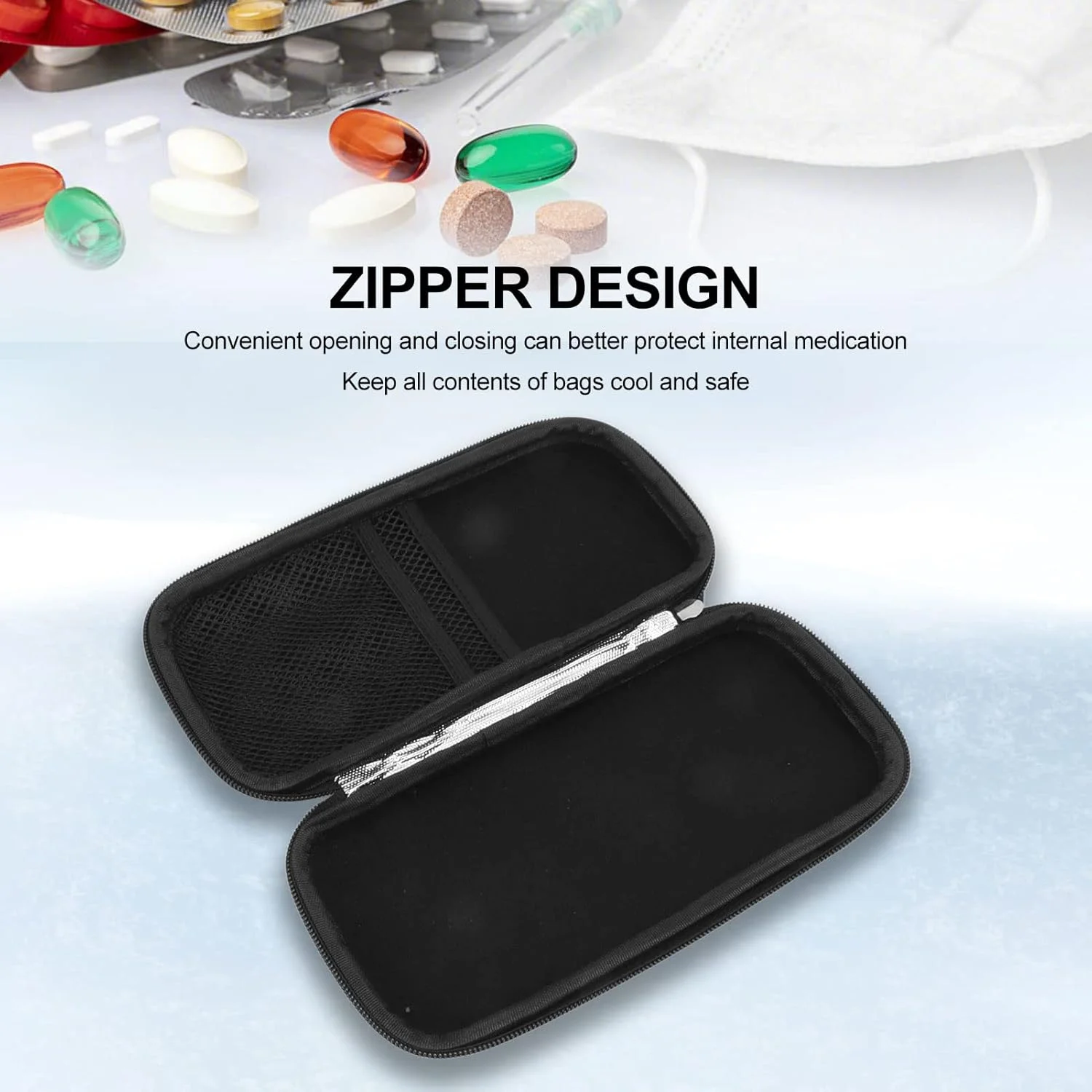 کیف خنک نگهدارنده انسولین، طراحی زیپ دار برزنتی قابل حمل با تمیز کردن آسان، عایق حرارتی، کیف سبک قلم انسولین برای فضای باز (نوع C) کیف خنک نگهدارنده انسولین، طراحی زیپ دار برزنتی قابل حمل با تمیز کردن آسان، عایق حرارتی، کیف سبک قلم انسولین برای فضای باز (نوع C)