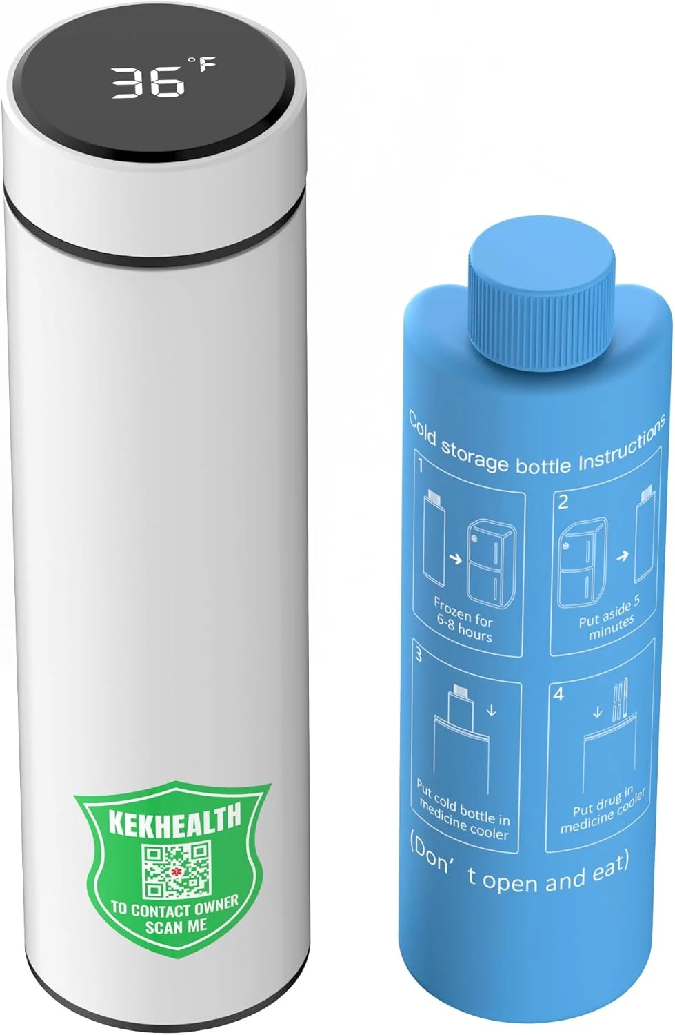 کیف خنک نگهدارنده انسولین قابل حمل KEKHEALTH مدل Compact 60H با نمایشگر دما، کیف عایق دارویی با بسته های یخ مورد تایید TSA، کیف EpiPen، خنک کننده دیابتی با برچسب هشدار پزشکی QR (سفید) کیف خنک نگهدارنده انسولین قابل حمل KEKHEALTH مدل Compact 60H با نمایشگر دما، کیف عایق دارویی با بسته های یخ مورد تایید TSA، کیف EpiPen، خنک کننده دیابتی با برچسب هشدار پزشکی QR (سفید)