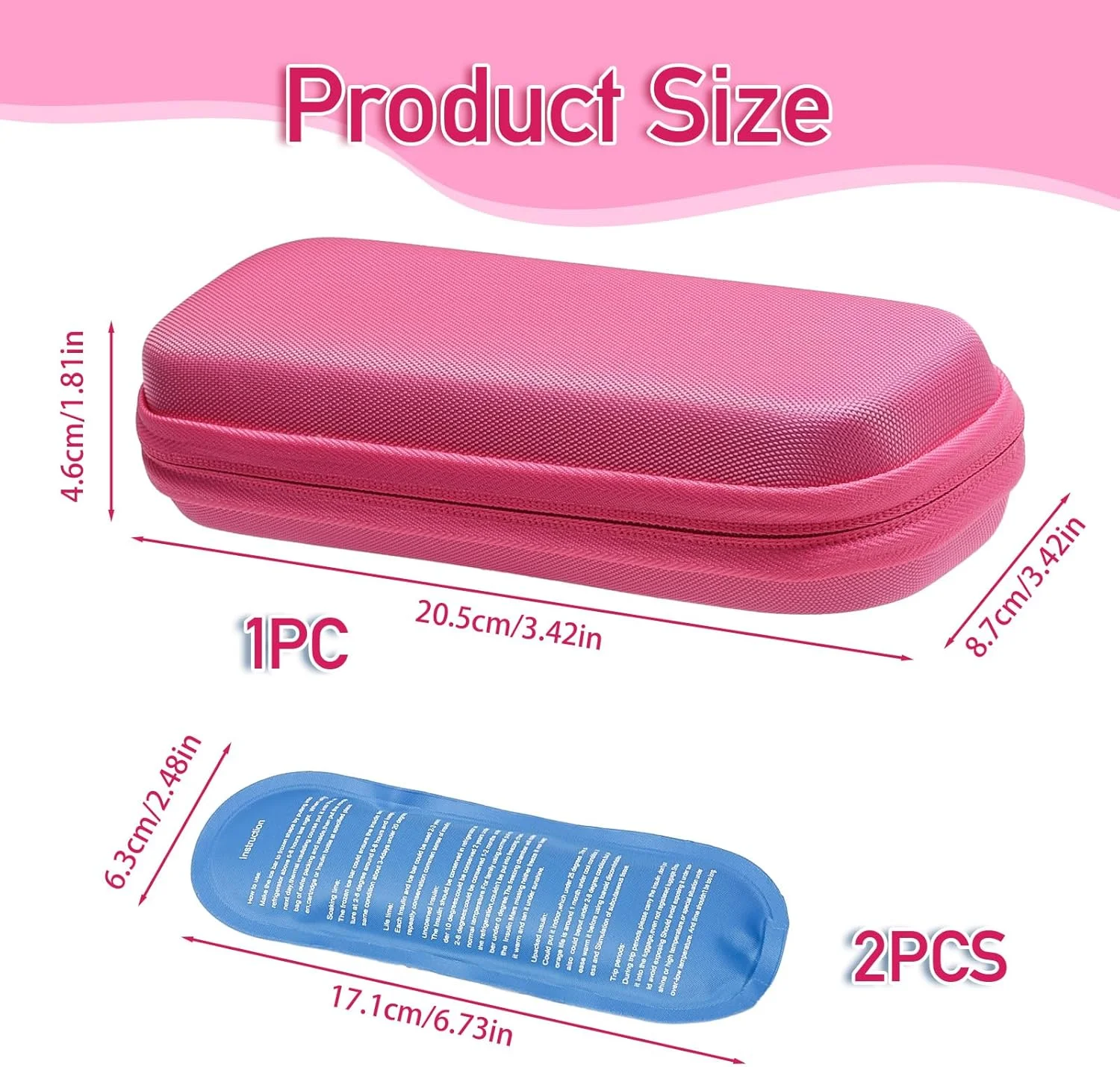 کیف خنک نگهدارنده انسولین، کیف خنک کننده دارویی با 2 بسته یخ، کیف کوچک قابل حمل برای لوازم دیابتی، صورتی، 20.5 x 8.7 x 4.6 سانتی متر، قابل حمل کیف خنک نگهدارنده انسولین، کیف خنک کننده دارویی با 2 بسته یخ، کیف کوچک قابل حمل برای لوازم دیابتی، صورتی، 20.5 x 8.7 x 4.6 سانتی متر، قابل حمل