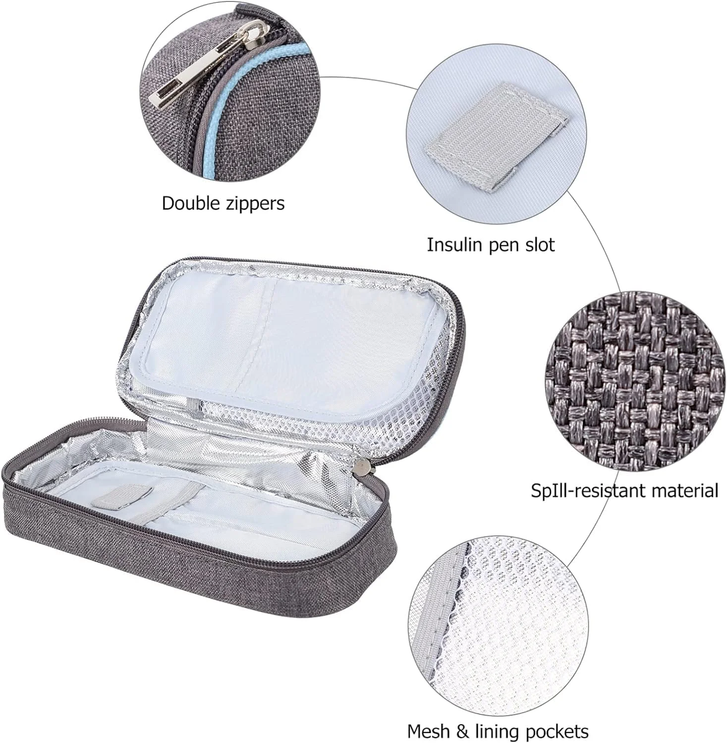 کیف خنک نگهدارنده انسولین Kaiderine، سازمان دهنده داروی دیابتی، کیف خنک کننده عایق بندی شده با 2 بسته یخ و آستر عایق برای سفر (آبی) کیف خنک نگهدارنده انسولین Kaiderine، سازمان دهنده داروی دیابتی، کیف خنک کننده عایق بندی شده با 2 بسته یخ و آستر عایق برای سفر (آبی)